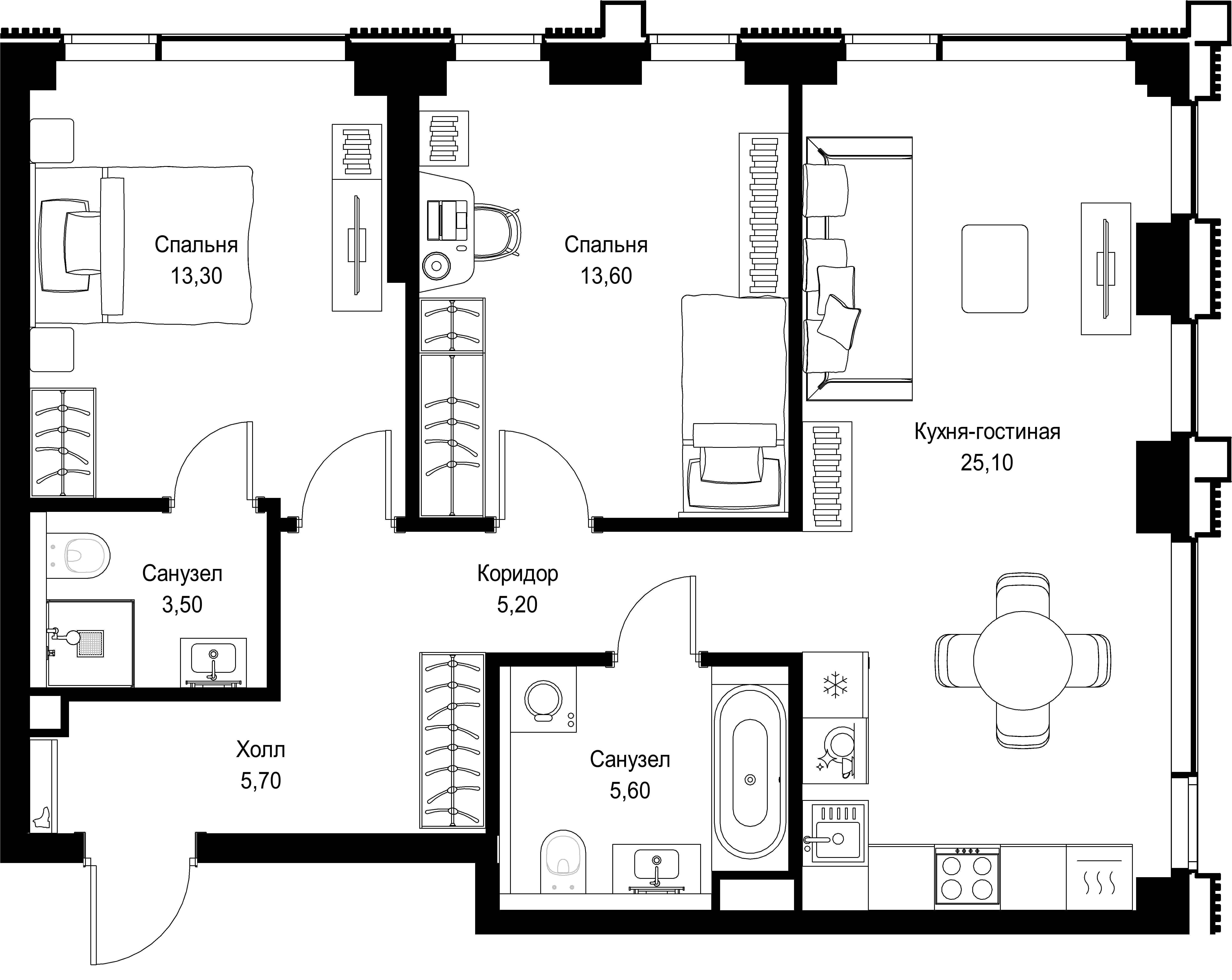 2-комнатная, 72 м² — 35 294 400 ₽