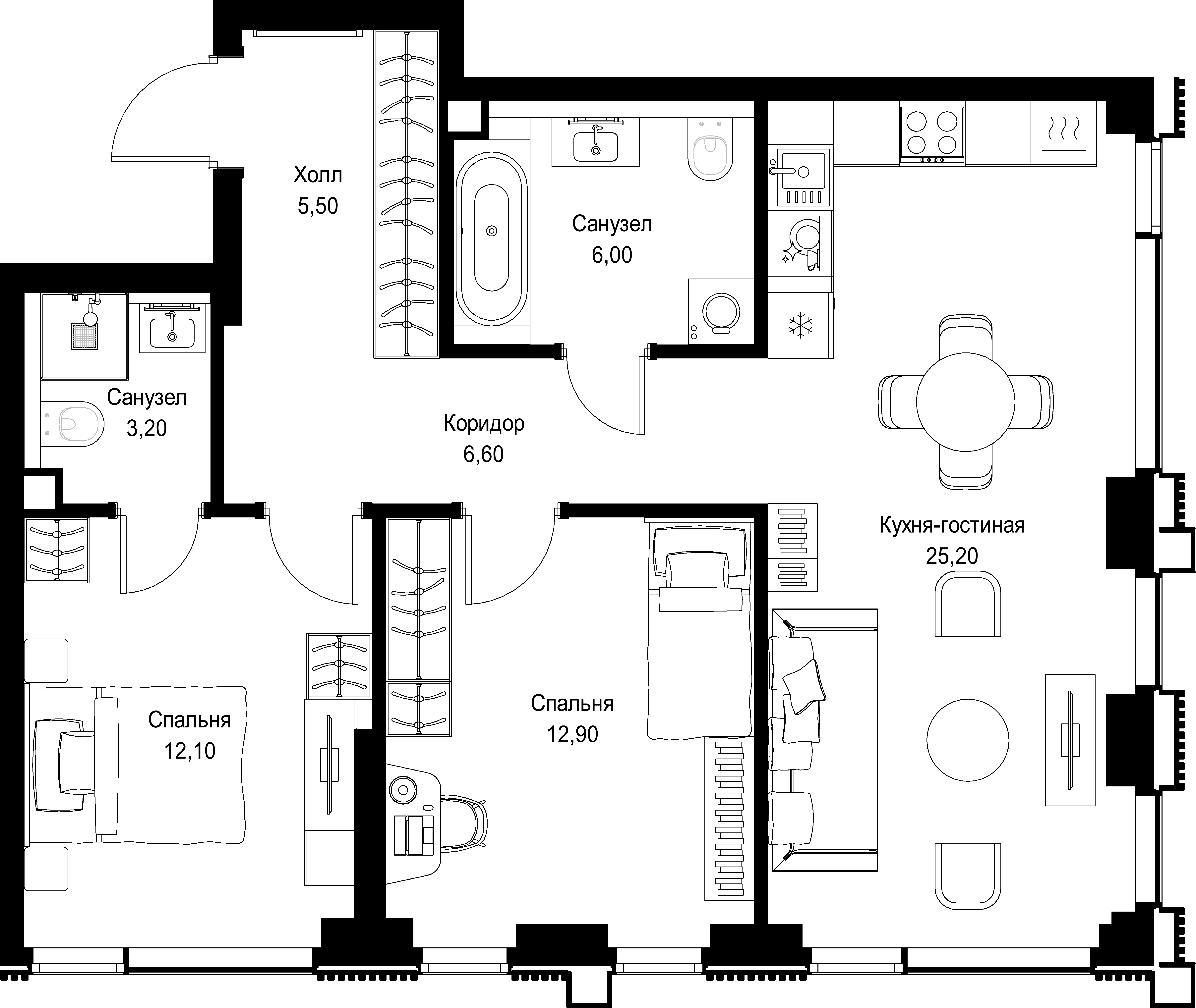 2-комнатная, 71,5 м² — 36 149 685 ₽