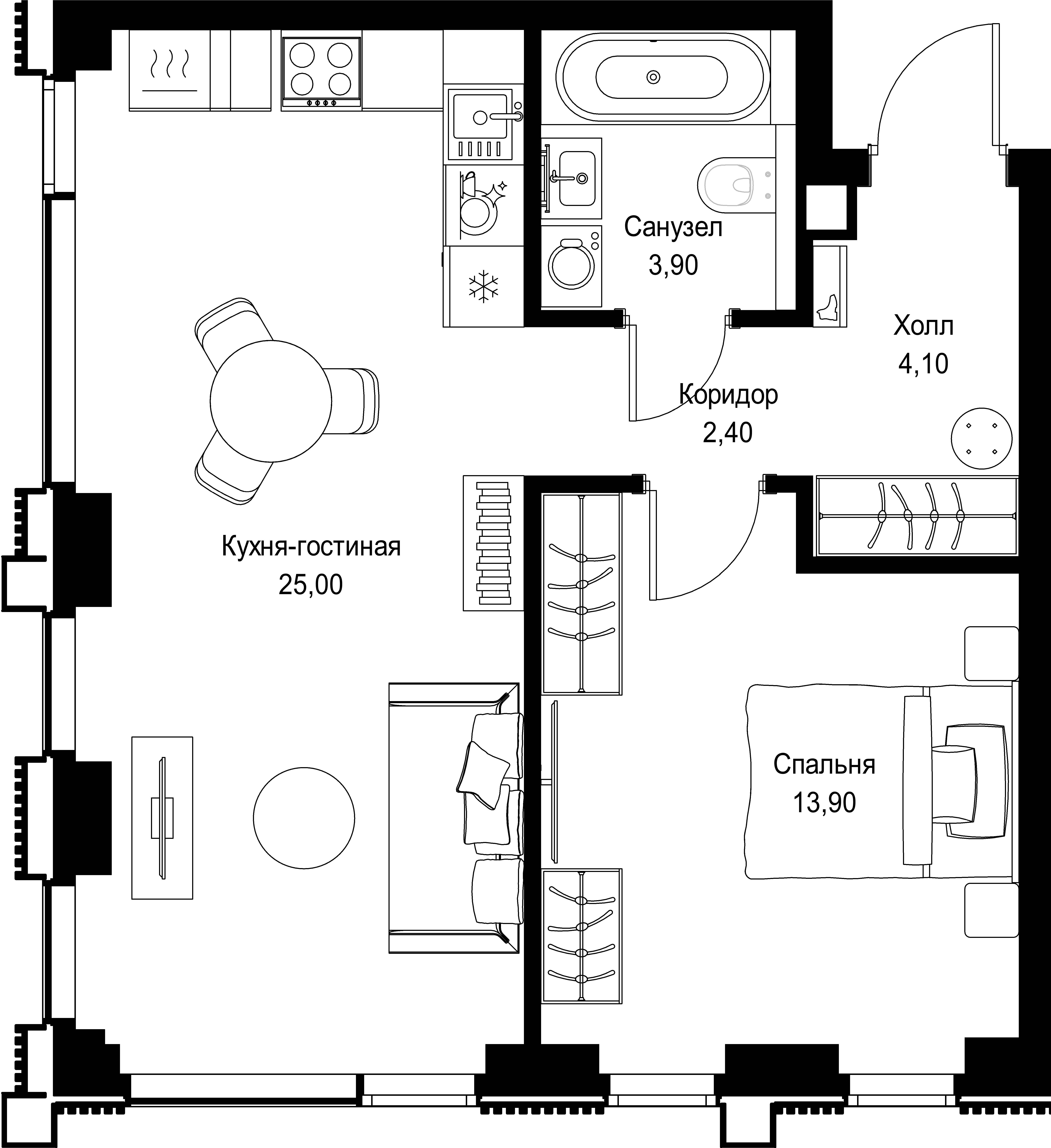 1-комнатная, 49,3 м² — 27 407 842 ₽