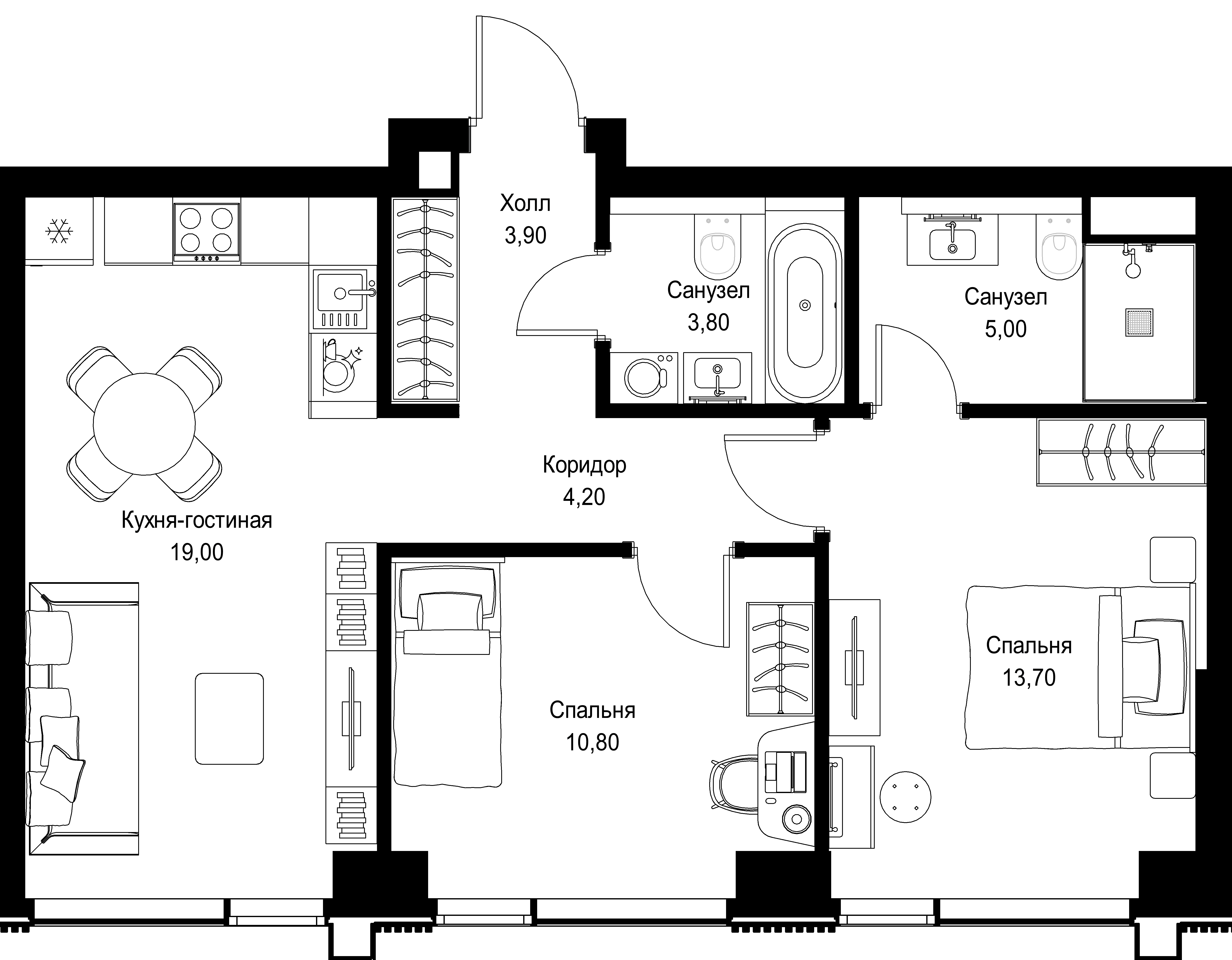 2-комнатная, 60,4 м² — 30 503 208 ₽