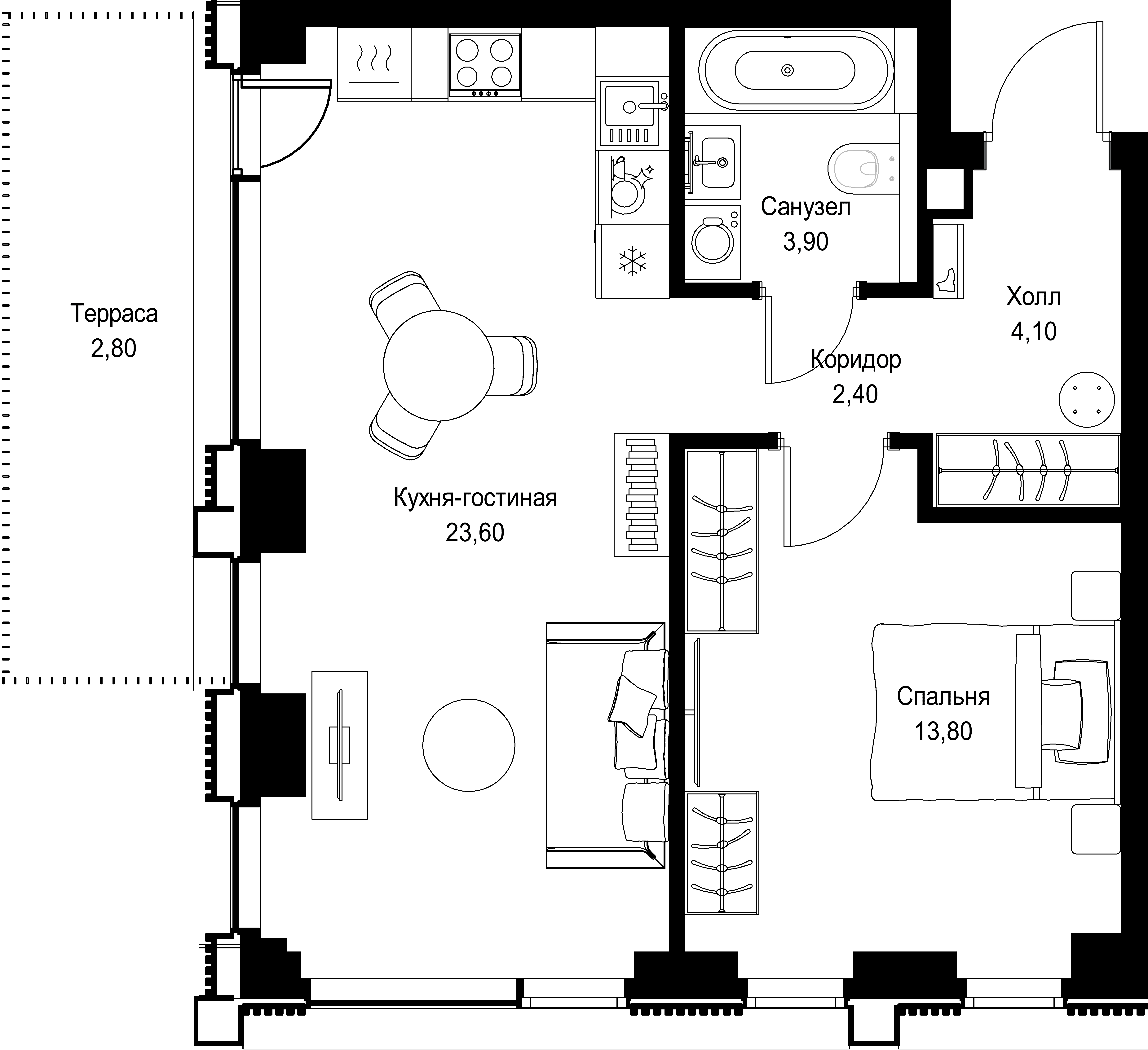 1-комнатная, 50,6 м² — 29 313 086 ₽