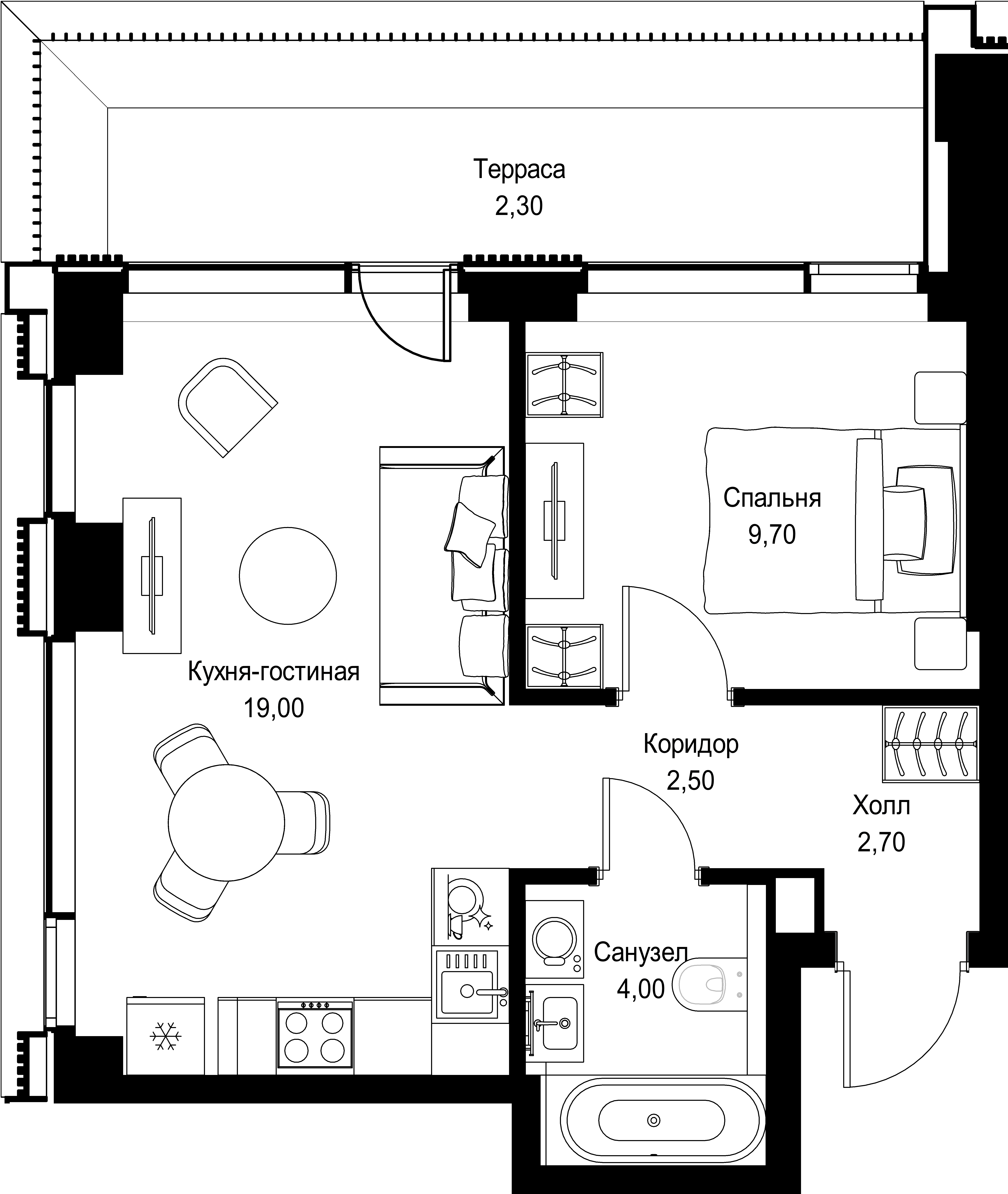 1-комнатная, 40,2 м² — 25 186 305 ₽