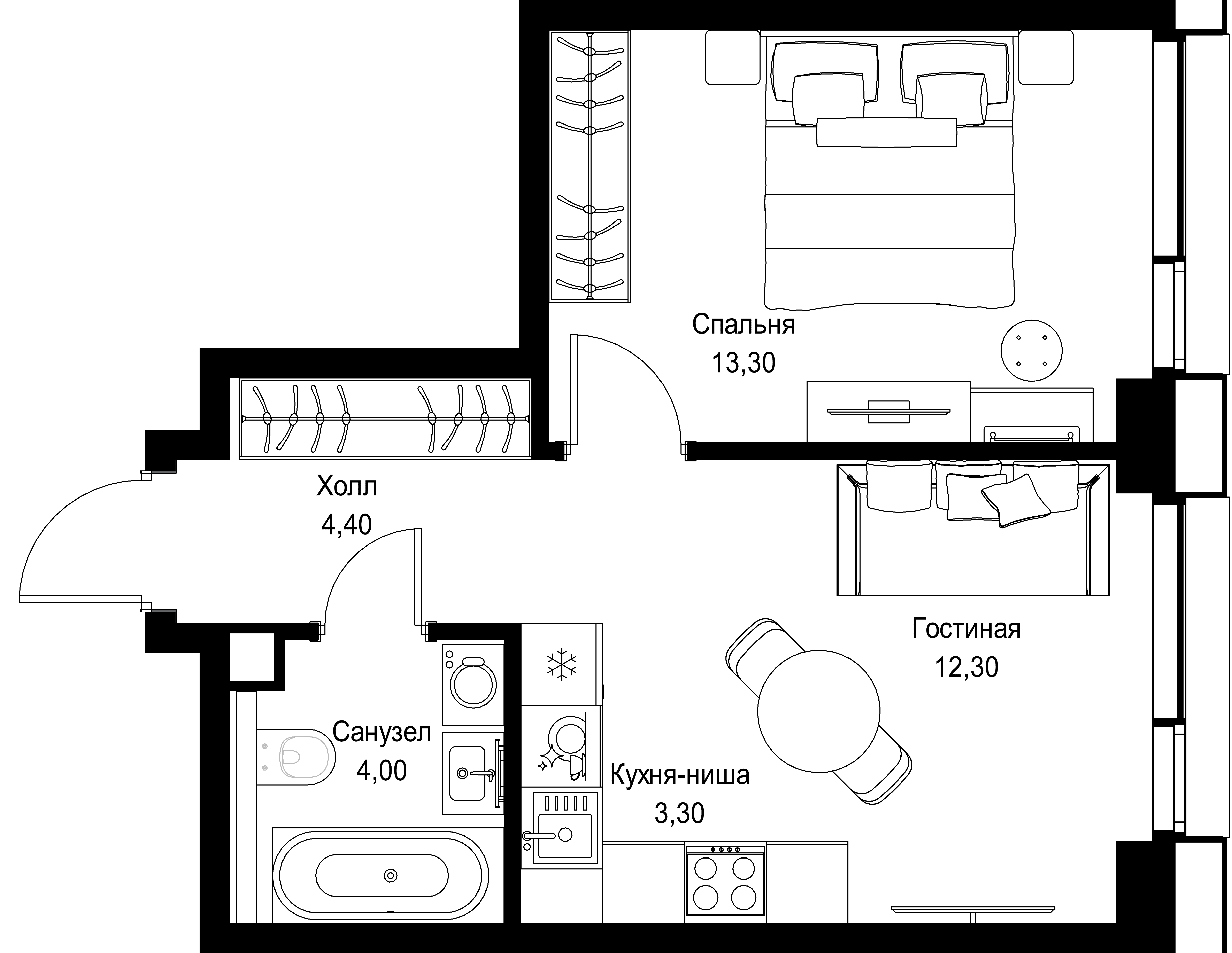 1-комнатная, 37,3 м² — 21 661 415 ₽
