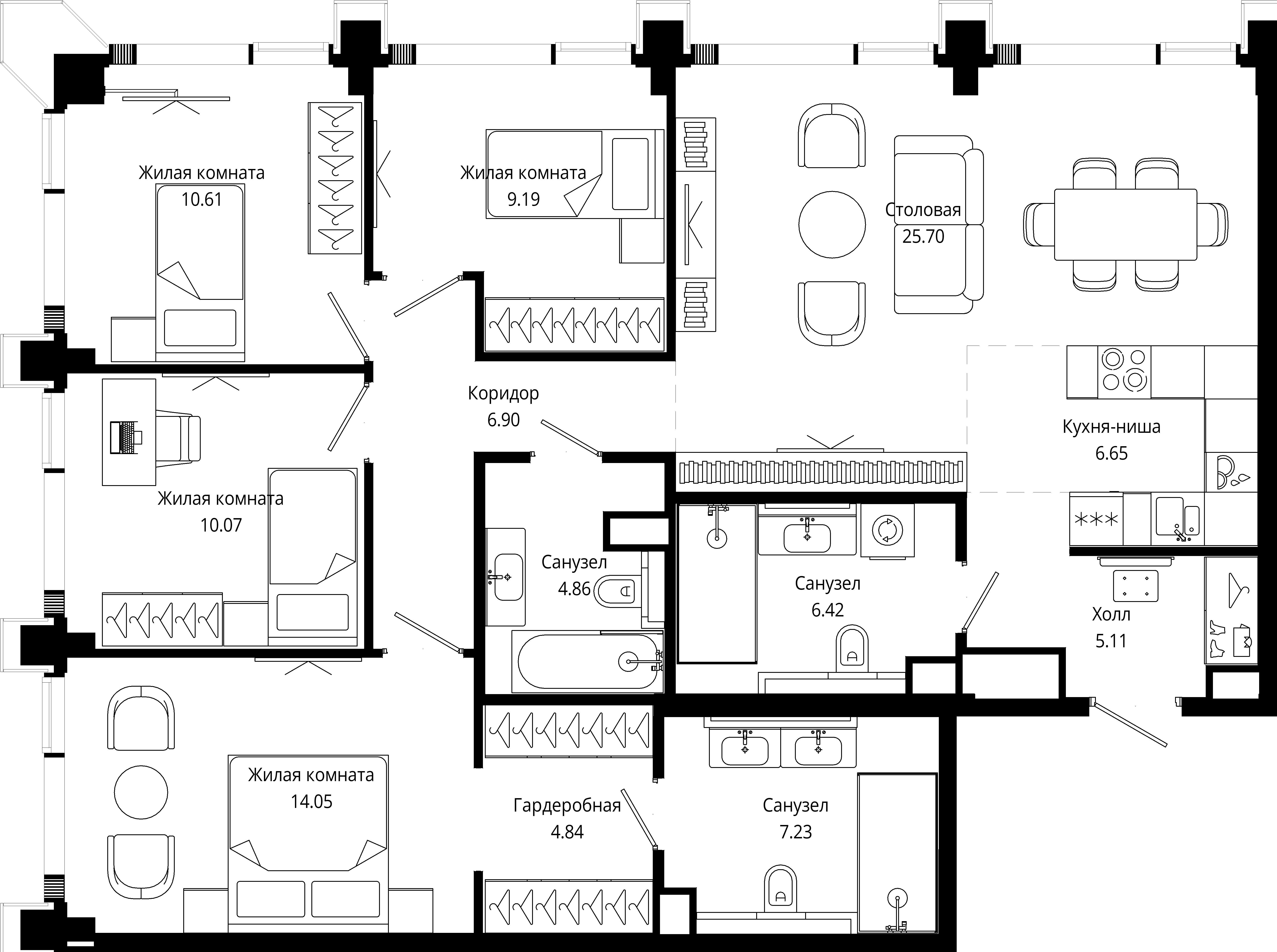 4-комнатная, 115 м² — 63 151 560 ₽