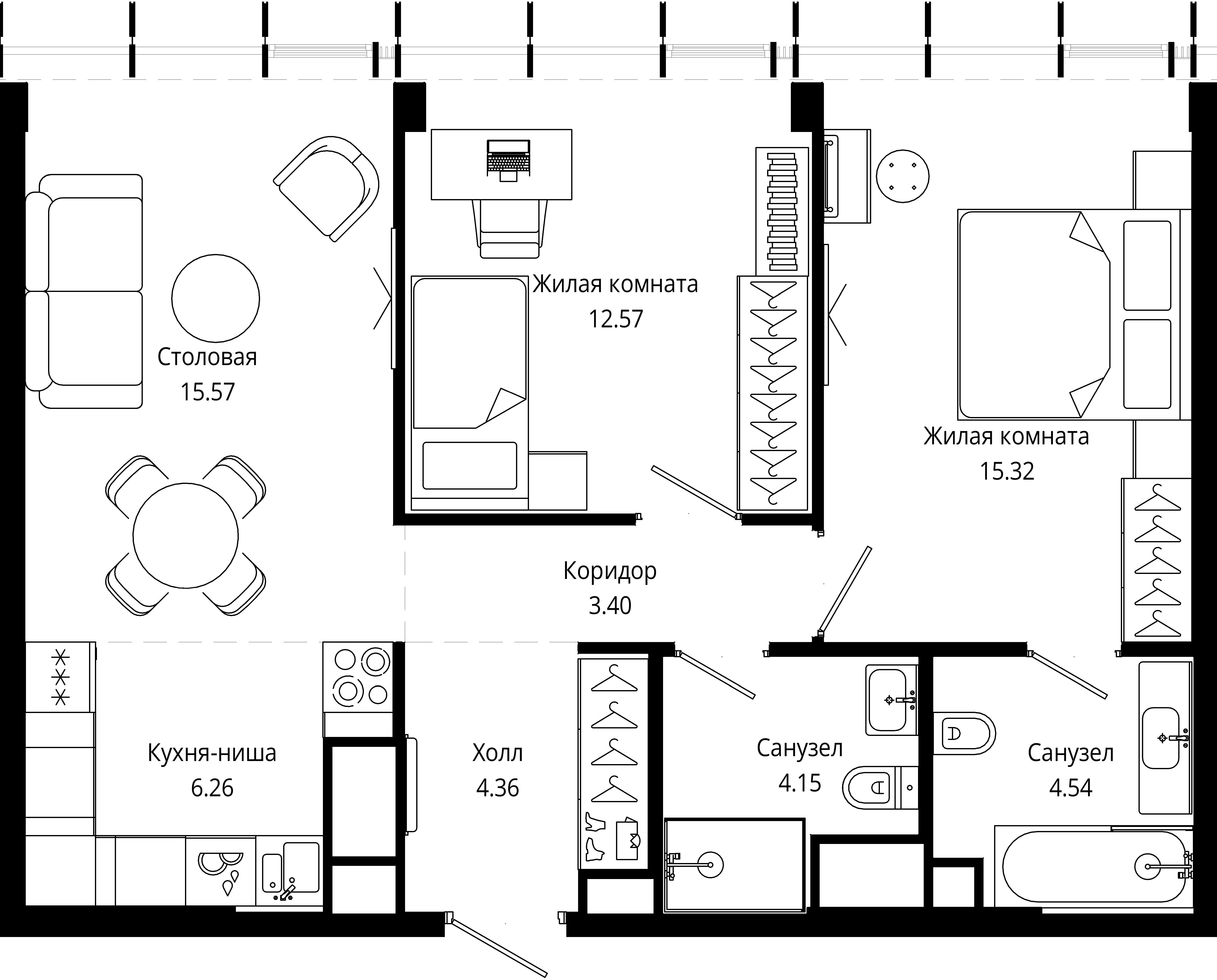 2-комнатная, 66,2 м² — 38 161 519 ₽