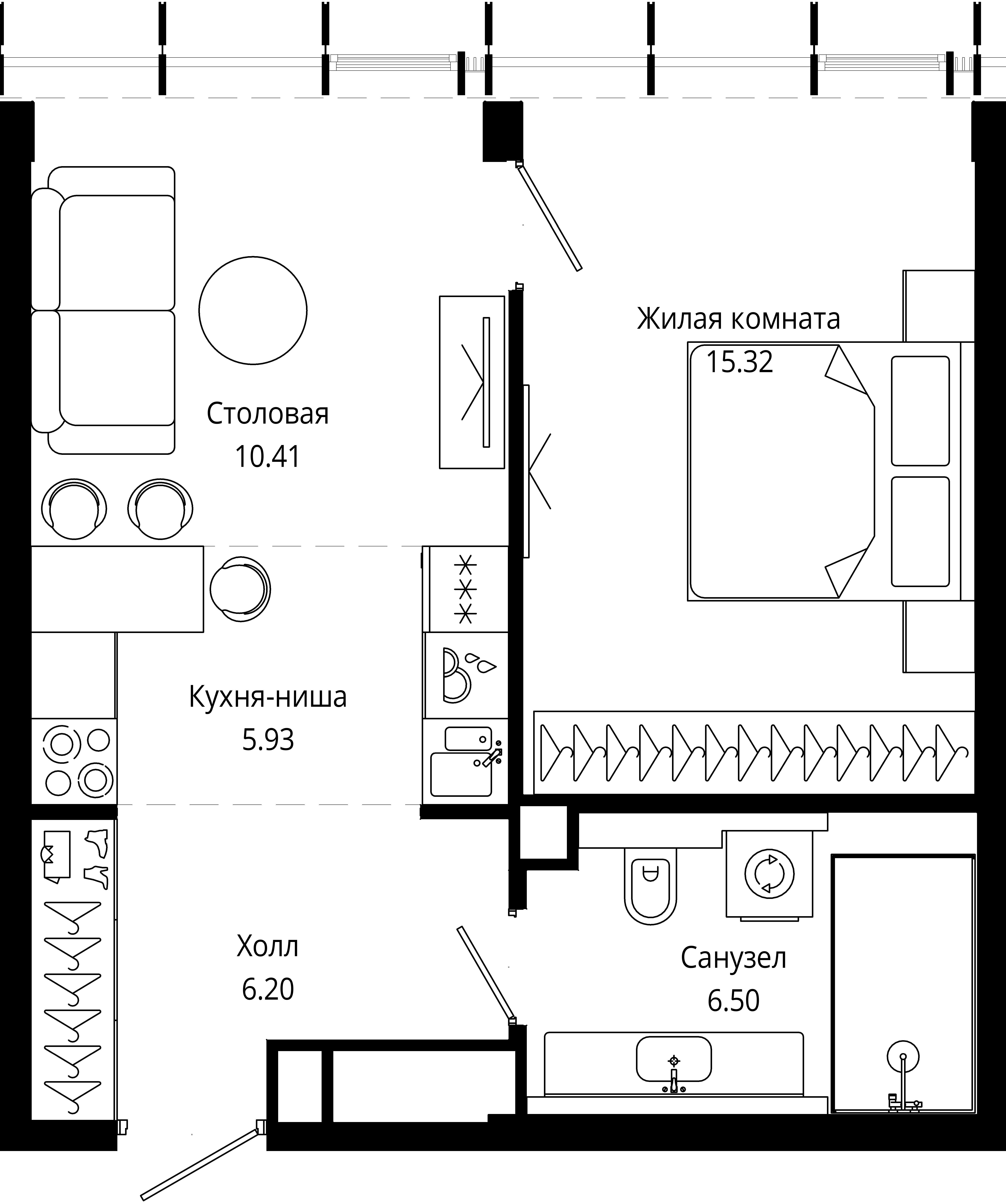 1-комнатная, 44,2 м² — 27 406 652 ₽