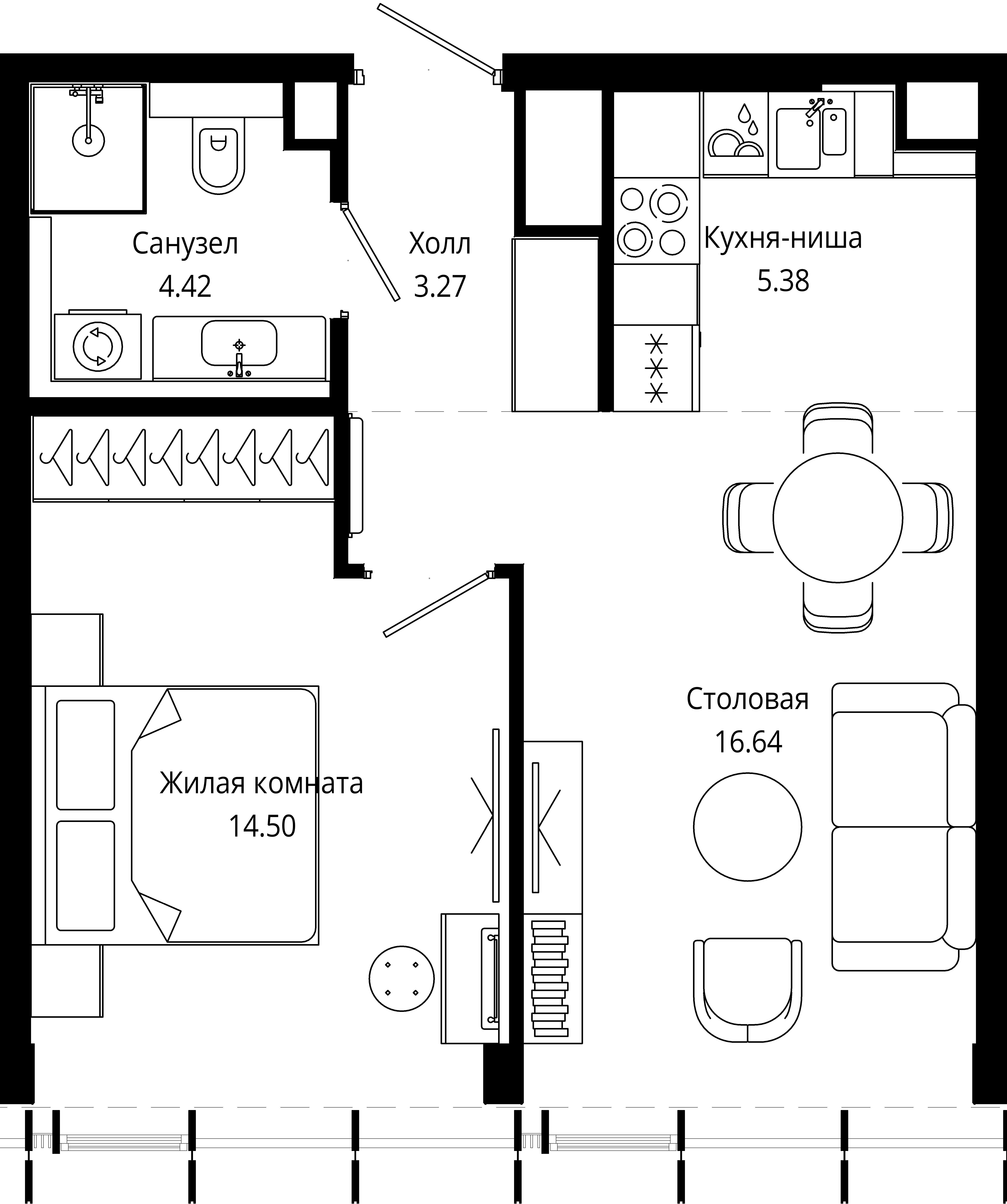 1-комнатная, 44,1 м² — 28 865 478 ₽