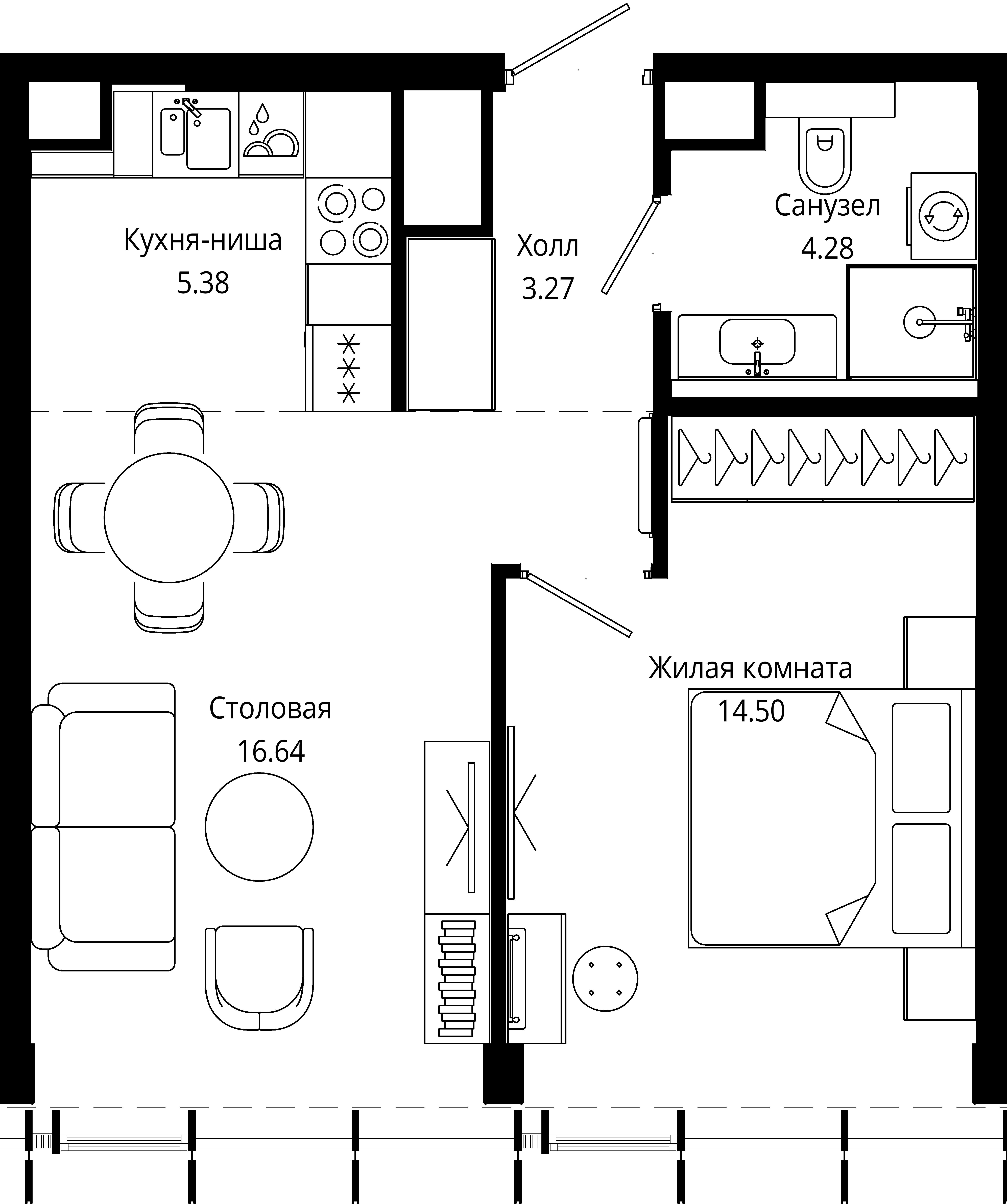 1-комнатная, 44,1 м² — 28 865 478 ₽