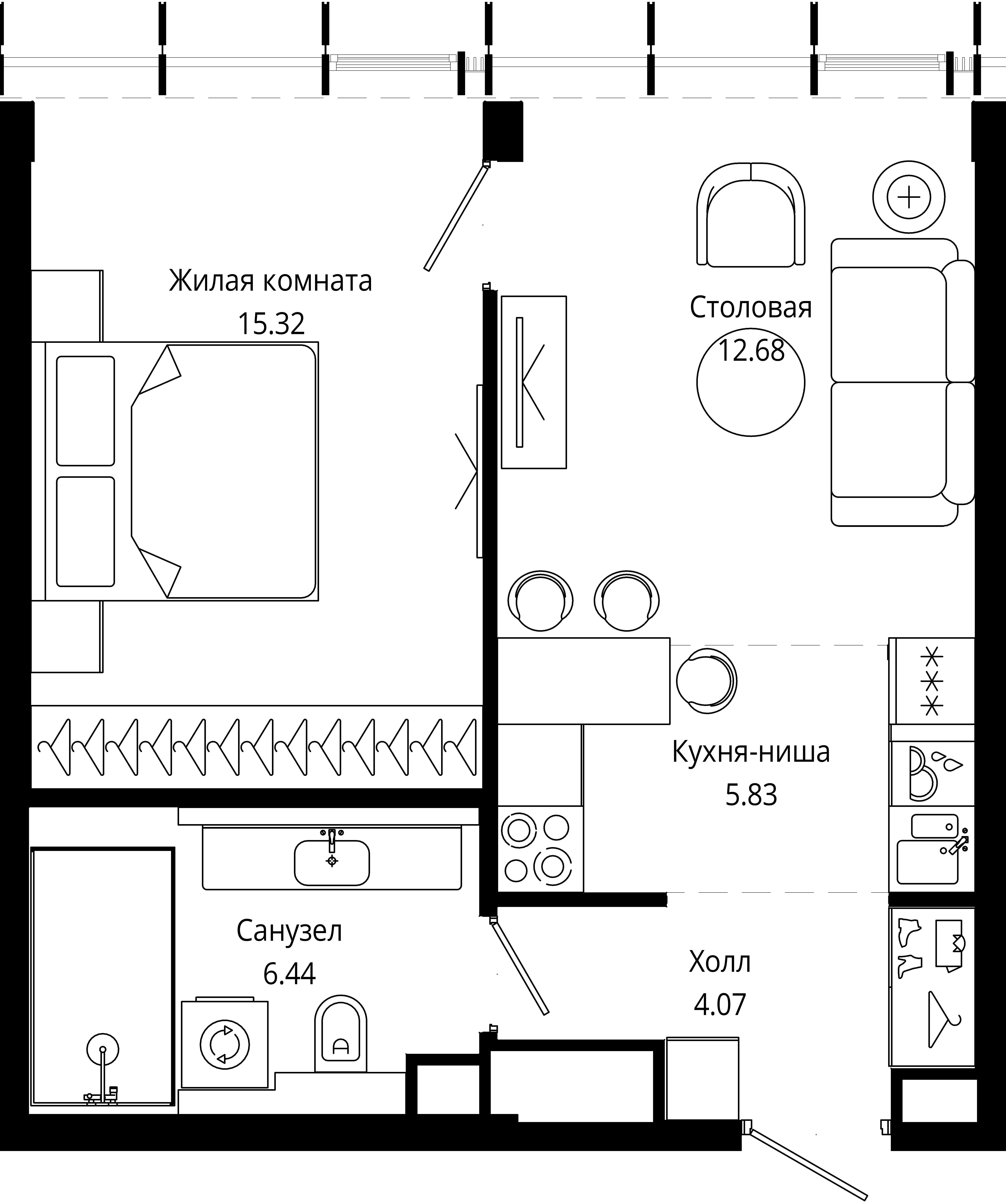 1-комнатная, 44,1 м² — 28 660 678 ₽