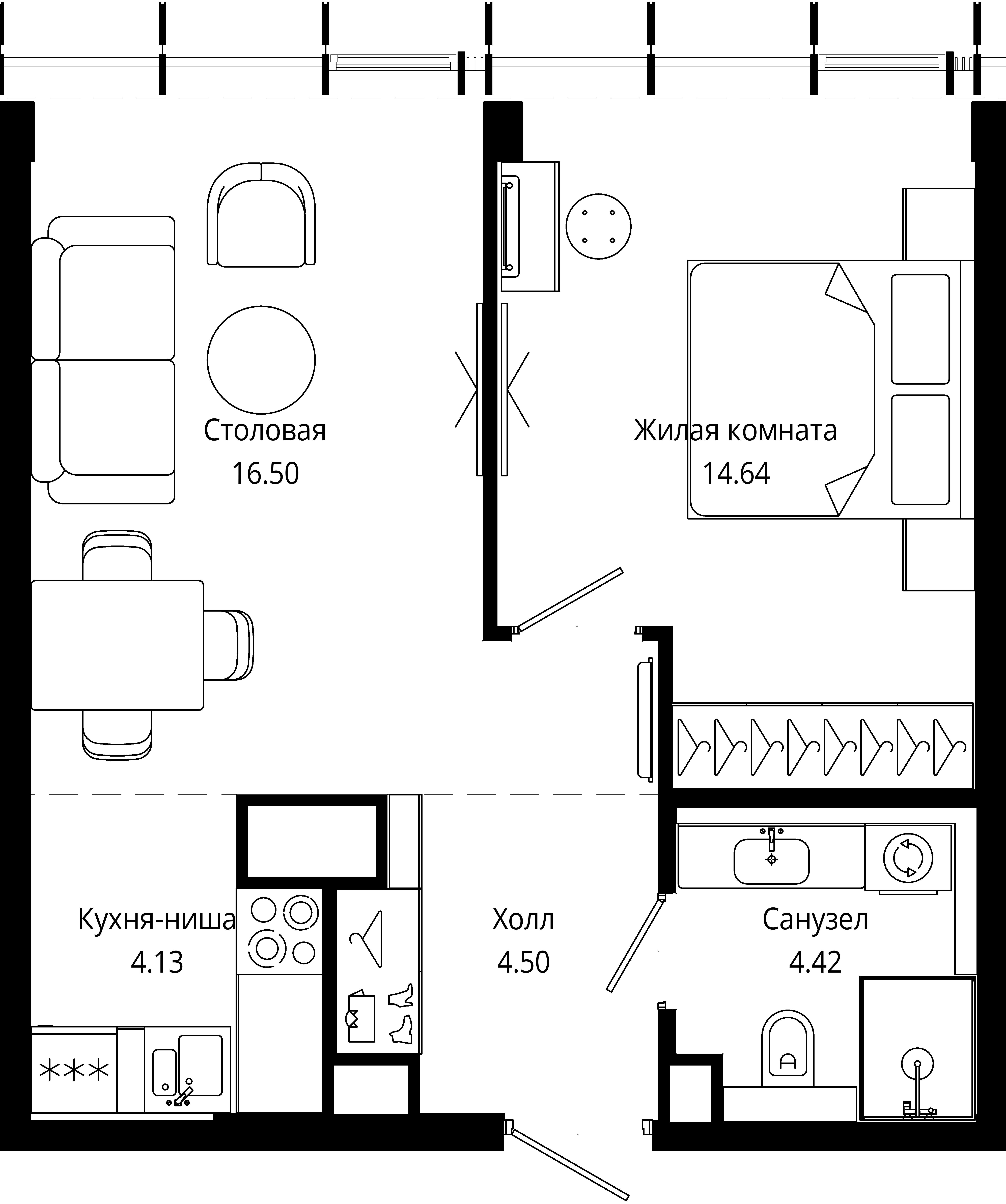 1-комнатная, 44,1 м² — 28 660 678 ₽