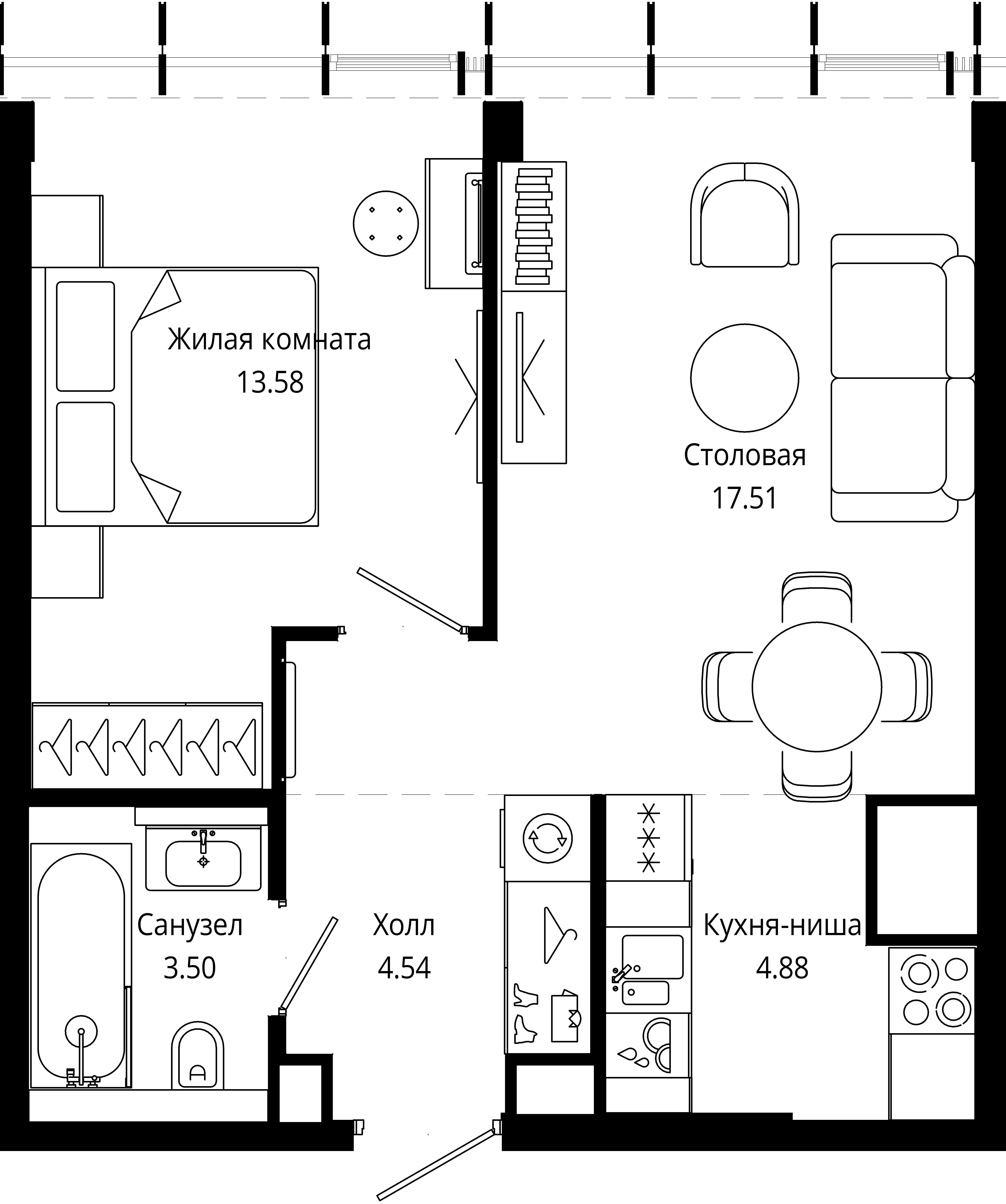 1-комнатная, 44,1 м² — 28 660 678 ₽