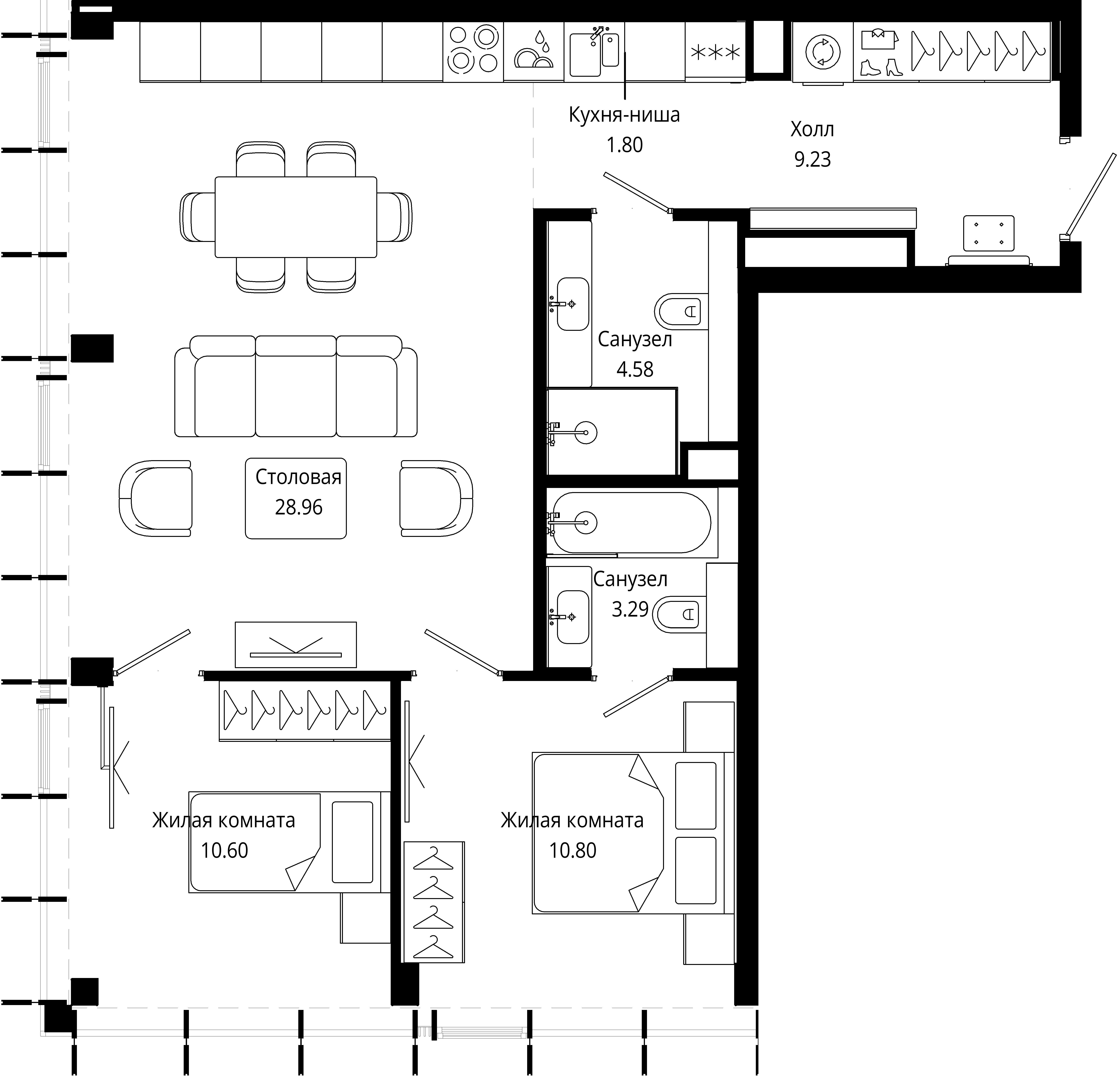 2-комнатная, 68,6 м² — 43 303 064 ₽