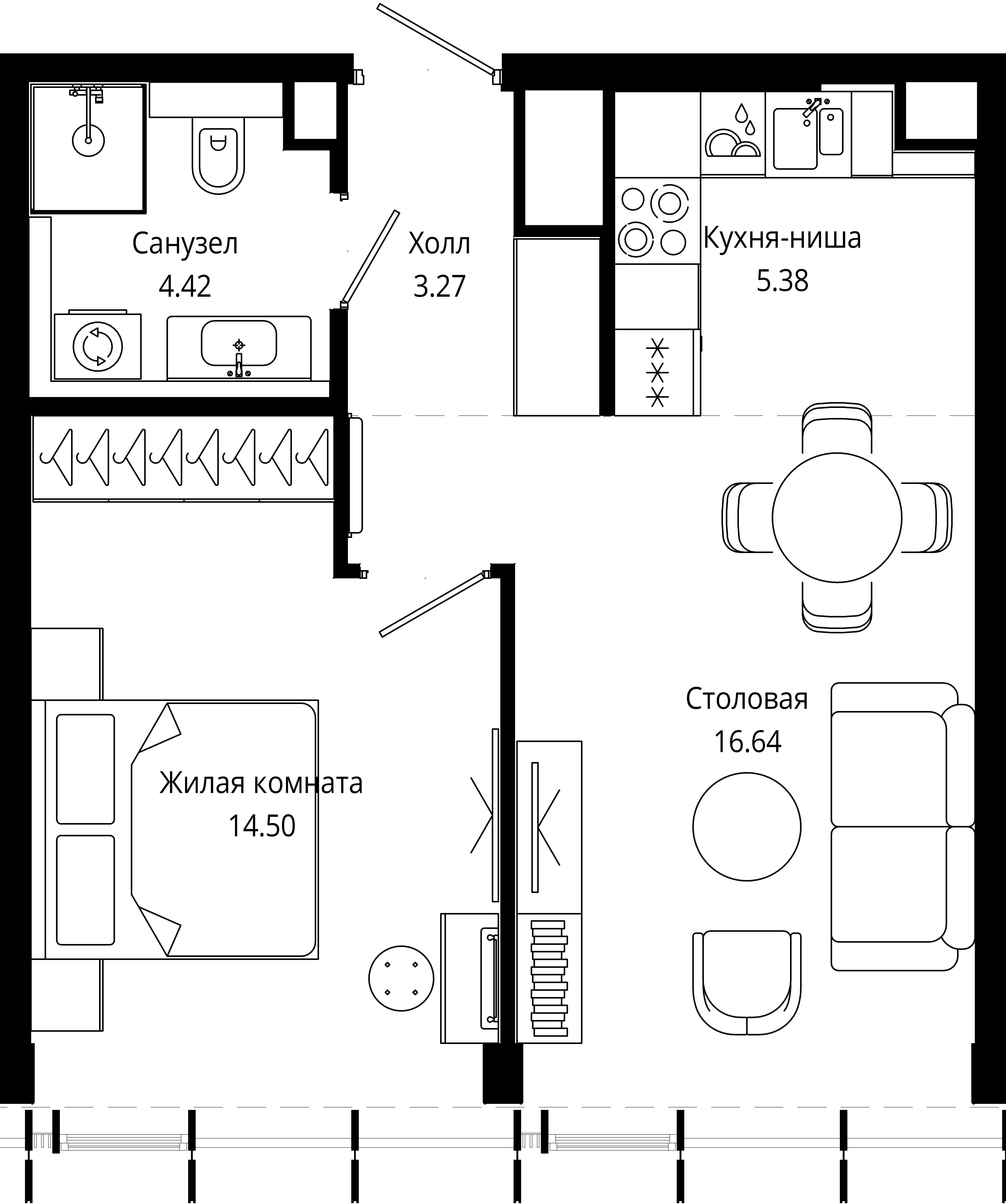 1-комнатная, 44,1 м² — 28 937 538 ₽