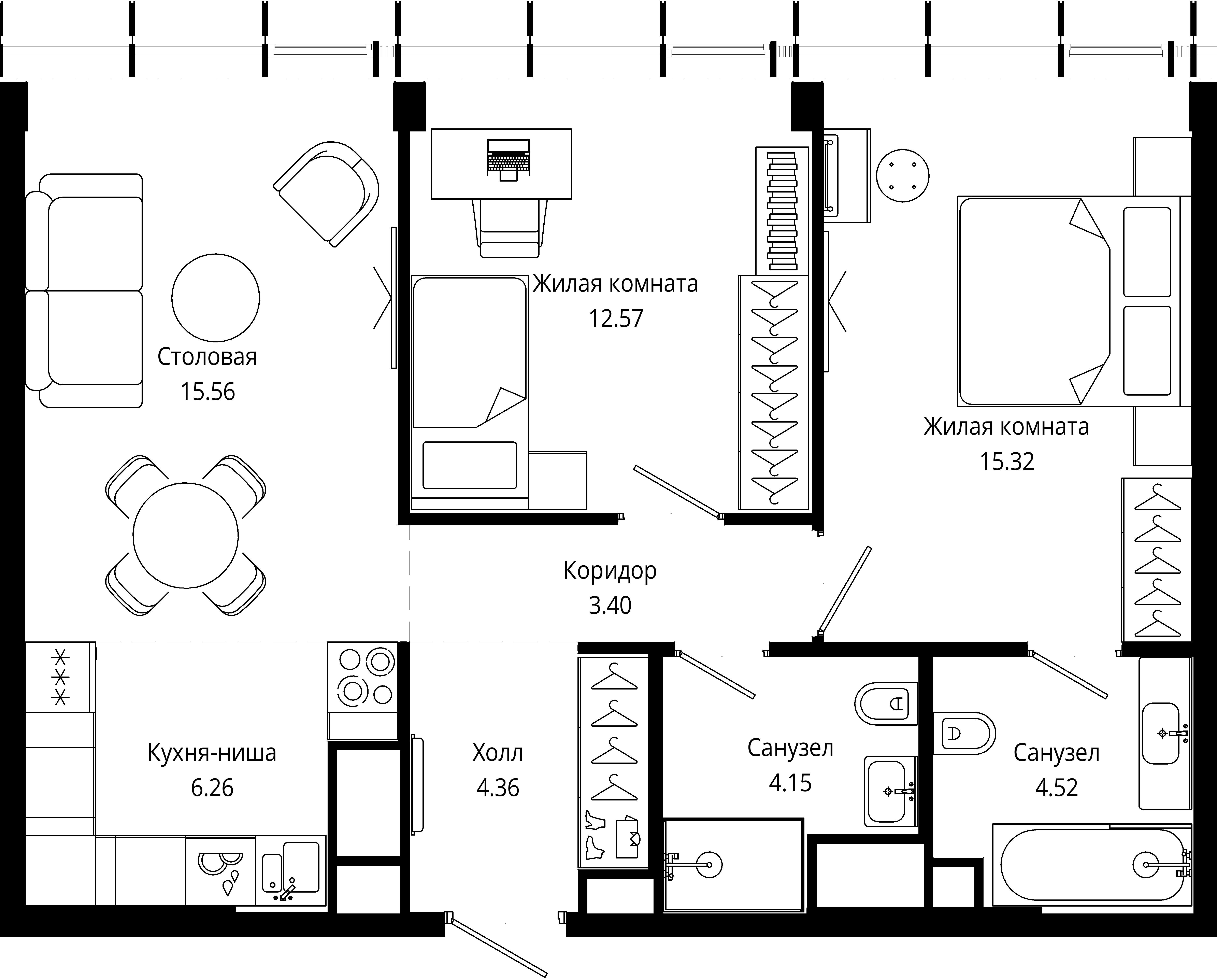2-комнатная, 66,1 м² — 39 769 461 ₽