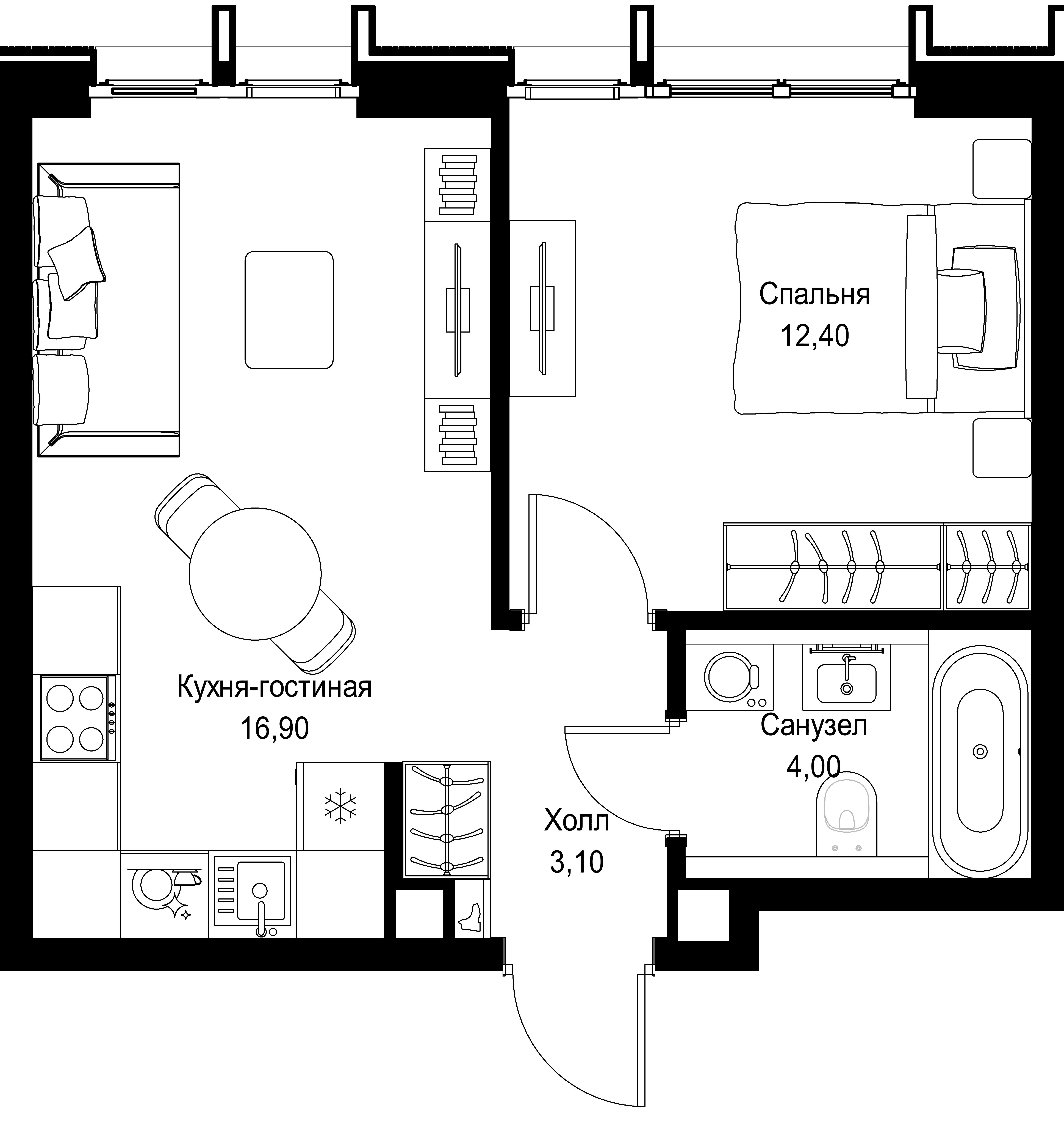 1-комнатная, 36,4 м² — 22 331 764 ₽