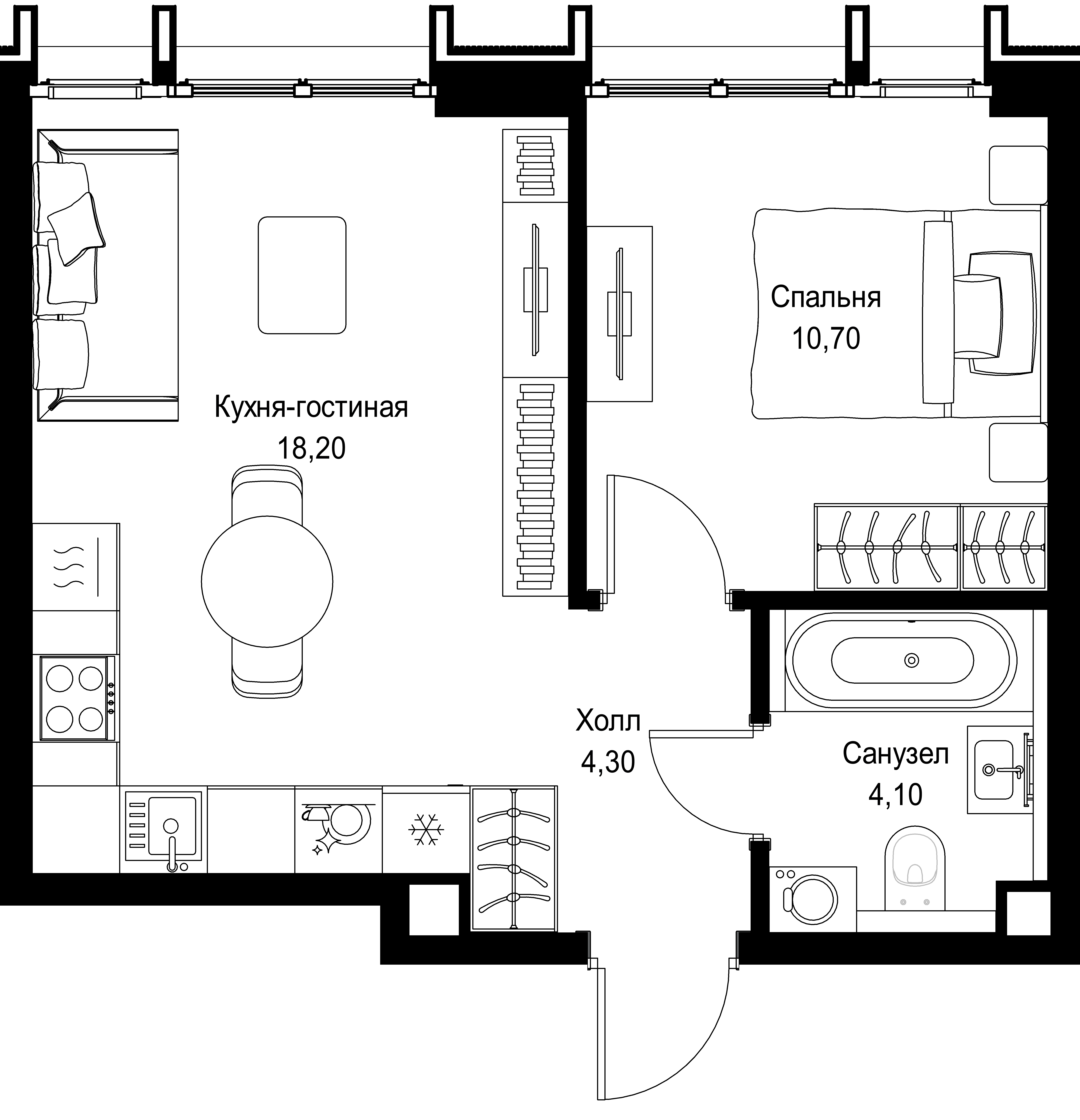 1-комнатная, 37,3 м² — 22 689 030 ₽