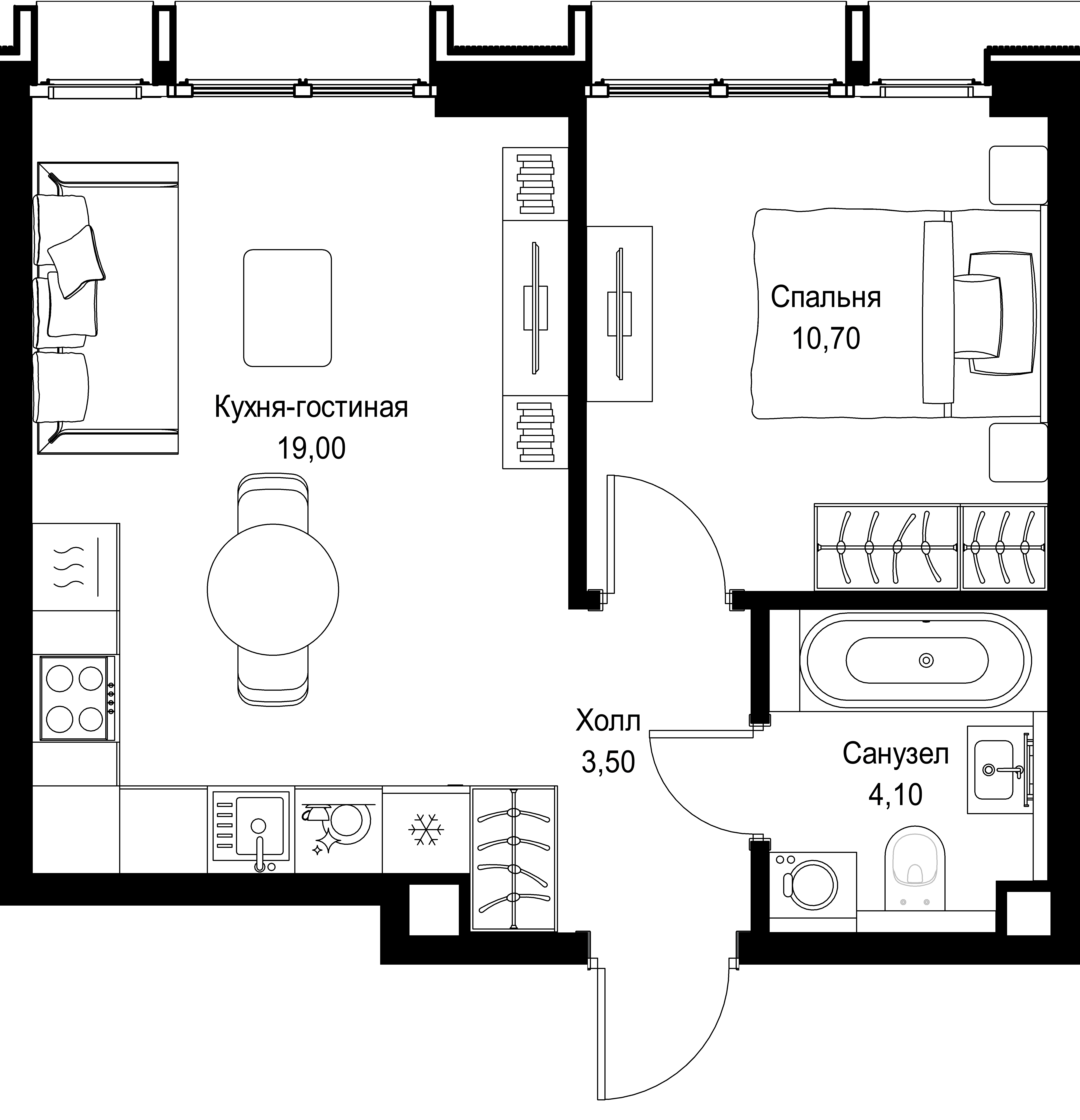 1-комнатная, 37,3 м² — 22 611 073 ₽