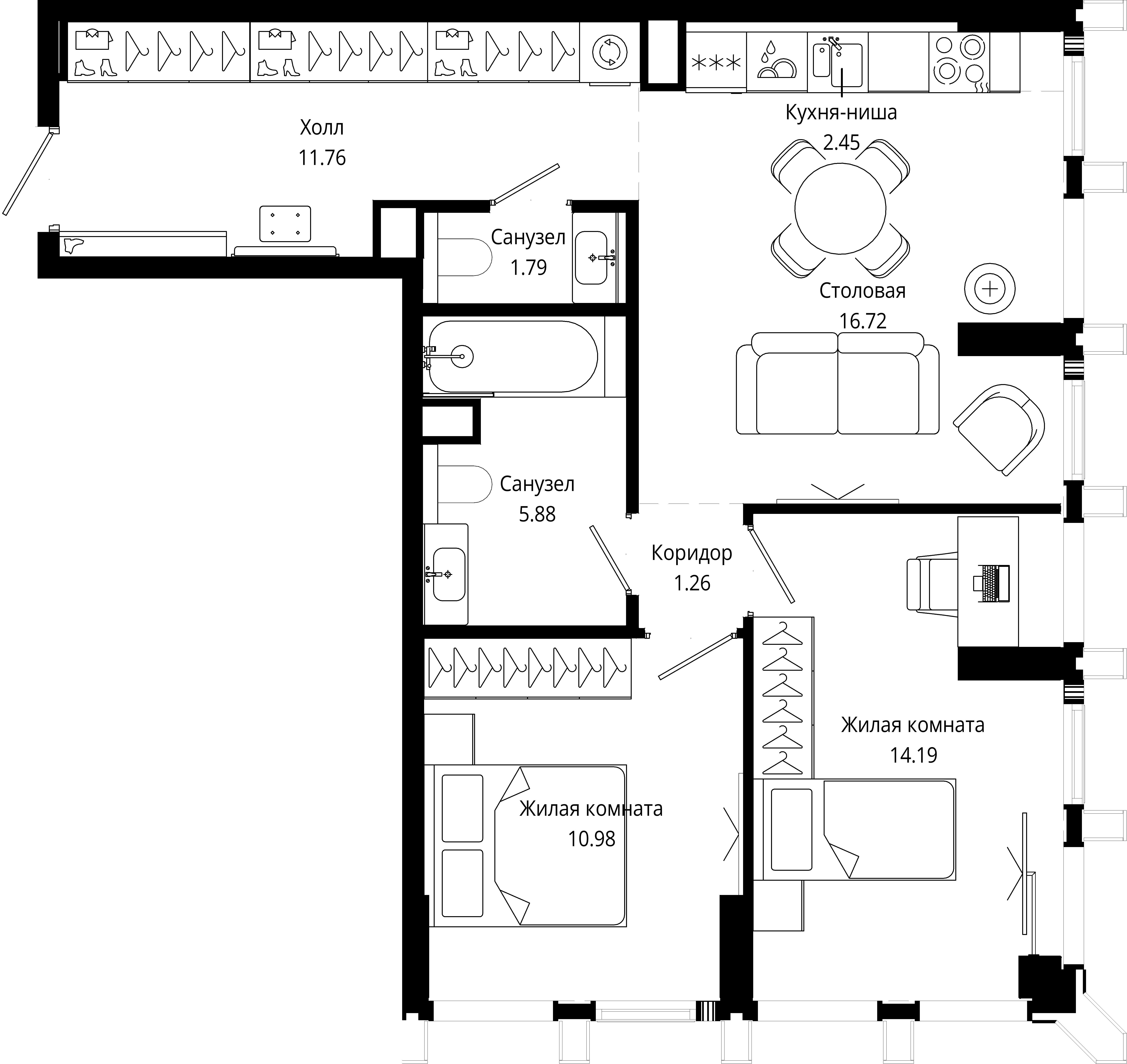 2-комнатная, 65,2 м² — 37 749 822 ₽