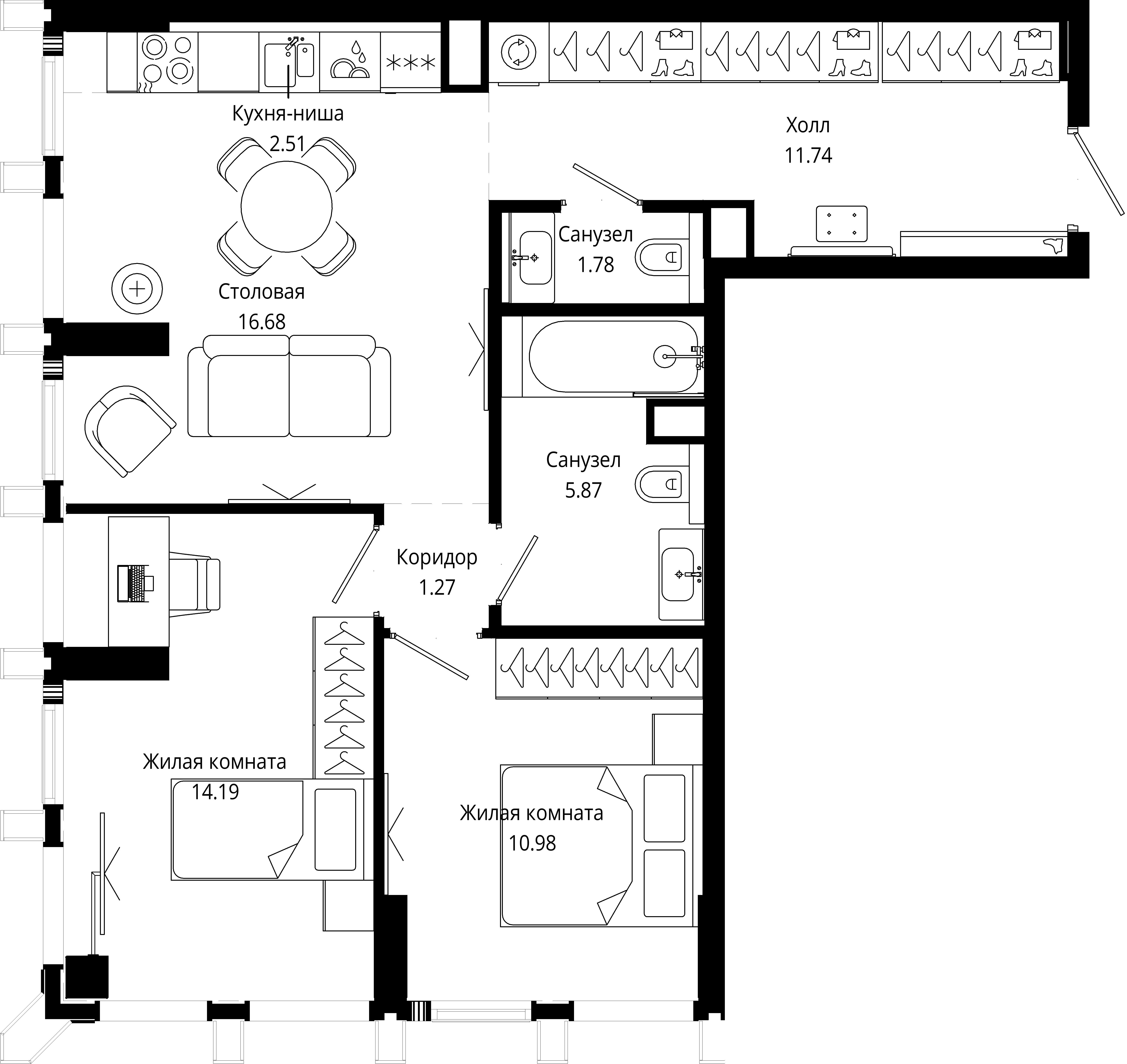 2-комнатная, 65,1 м² — 37 170 863 ₽