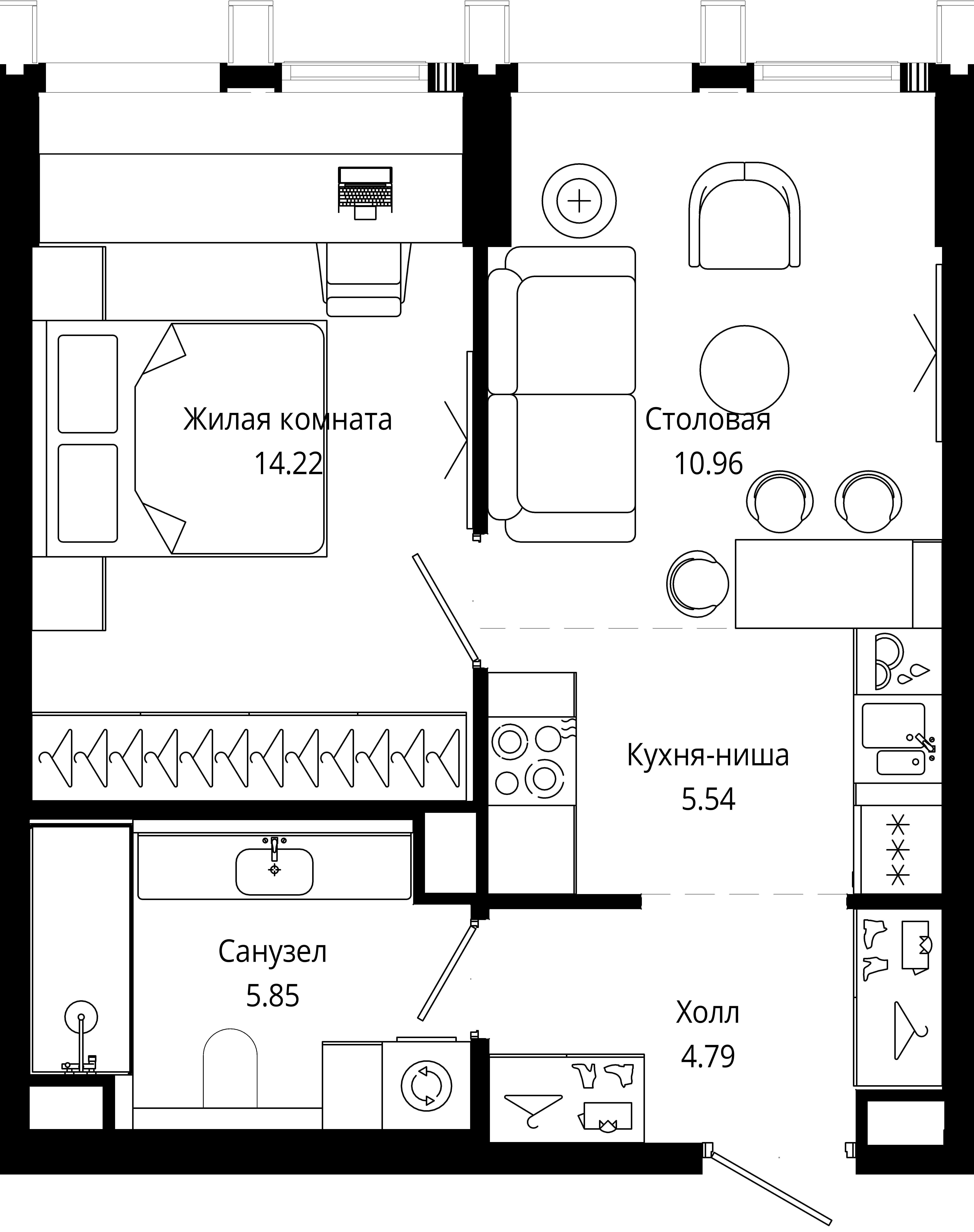 1-комнатная, 41,5 м² — 26 295 271 ₽
