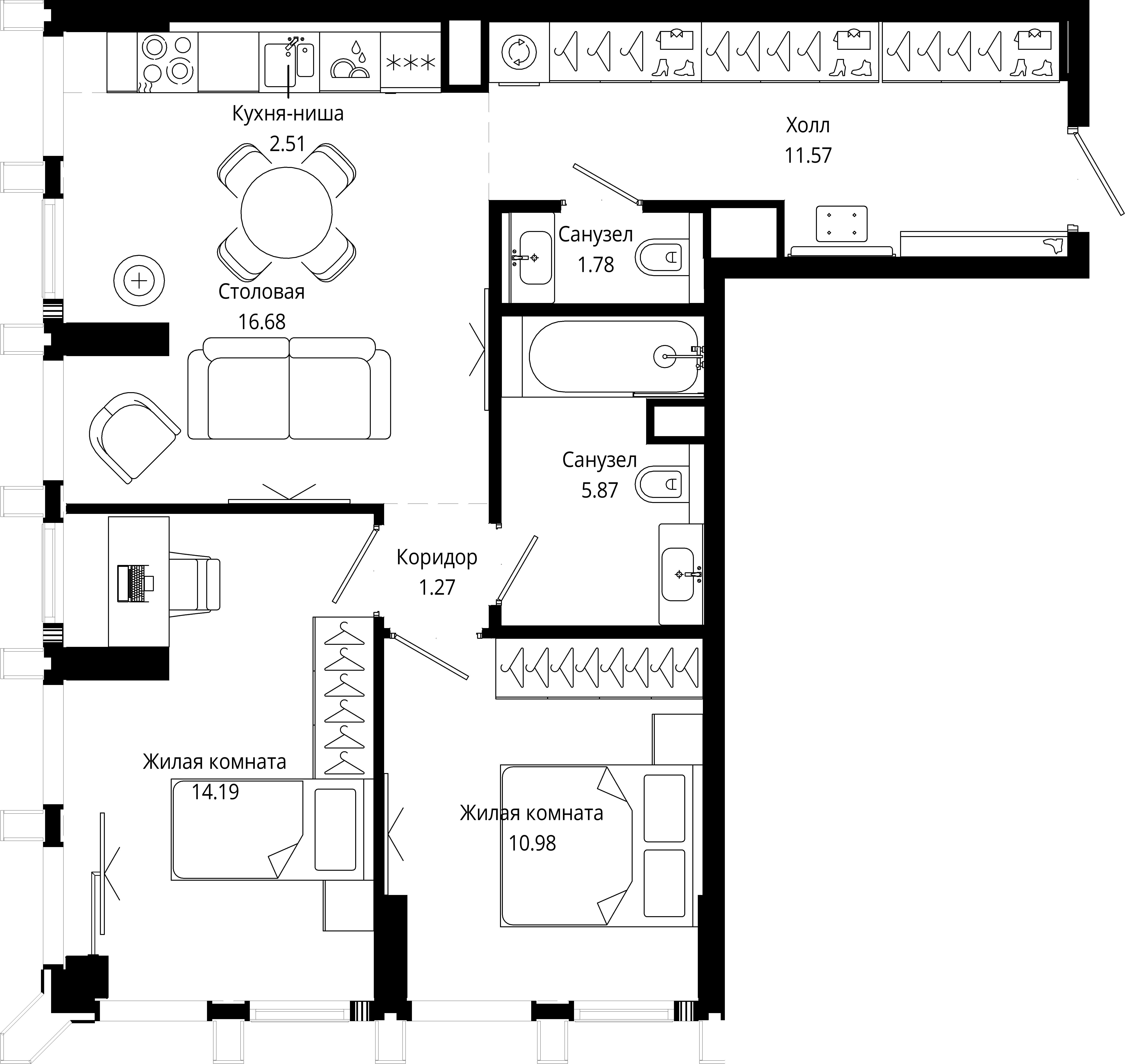 2-комнатная, 65 м² — 37 226 865 ₽