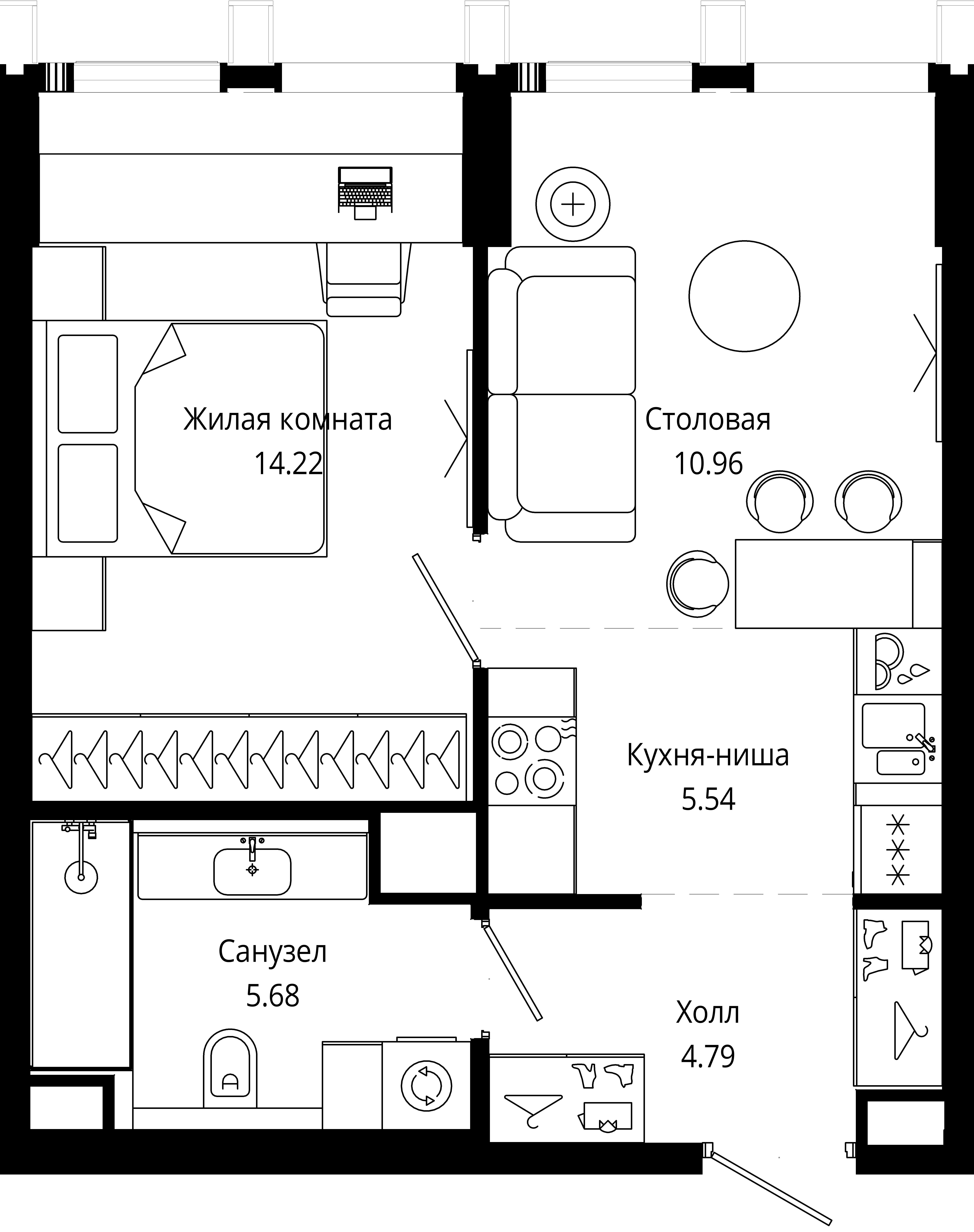 1-комнатная, 41,3 м² — 26 387 726 ₽