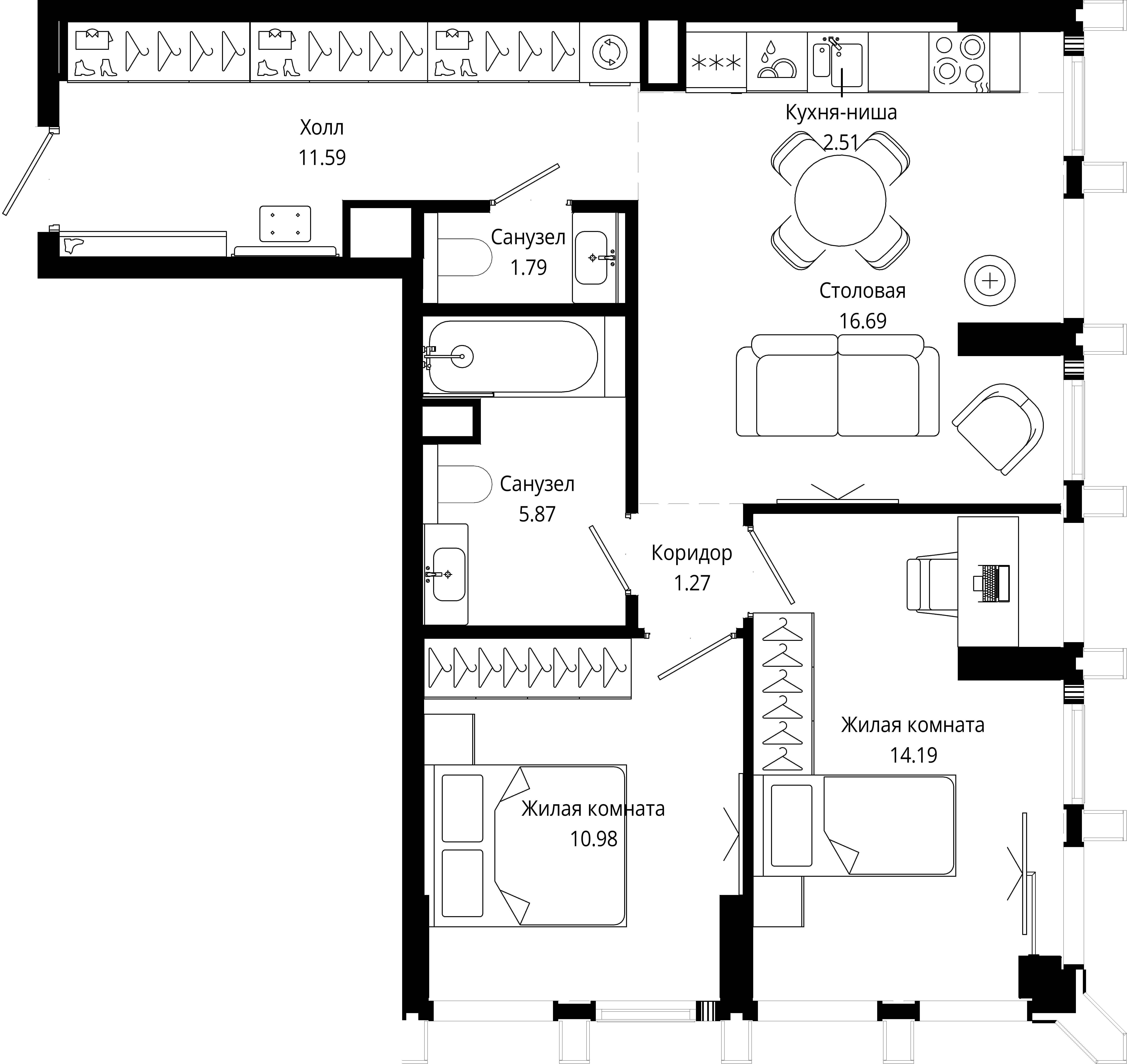 2-комнатная, 65,3 м² — 39 330 255 ₽