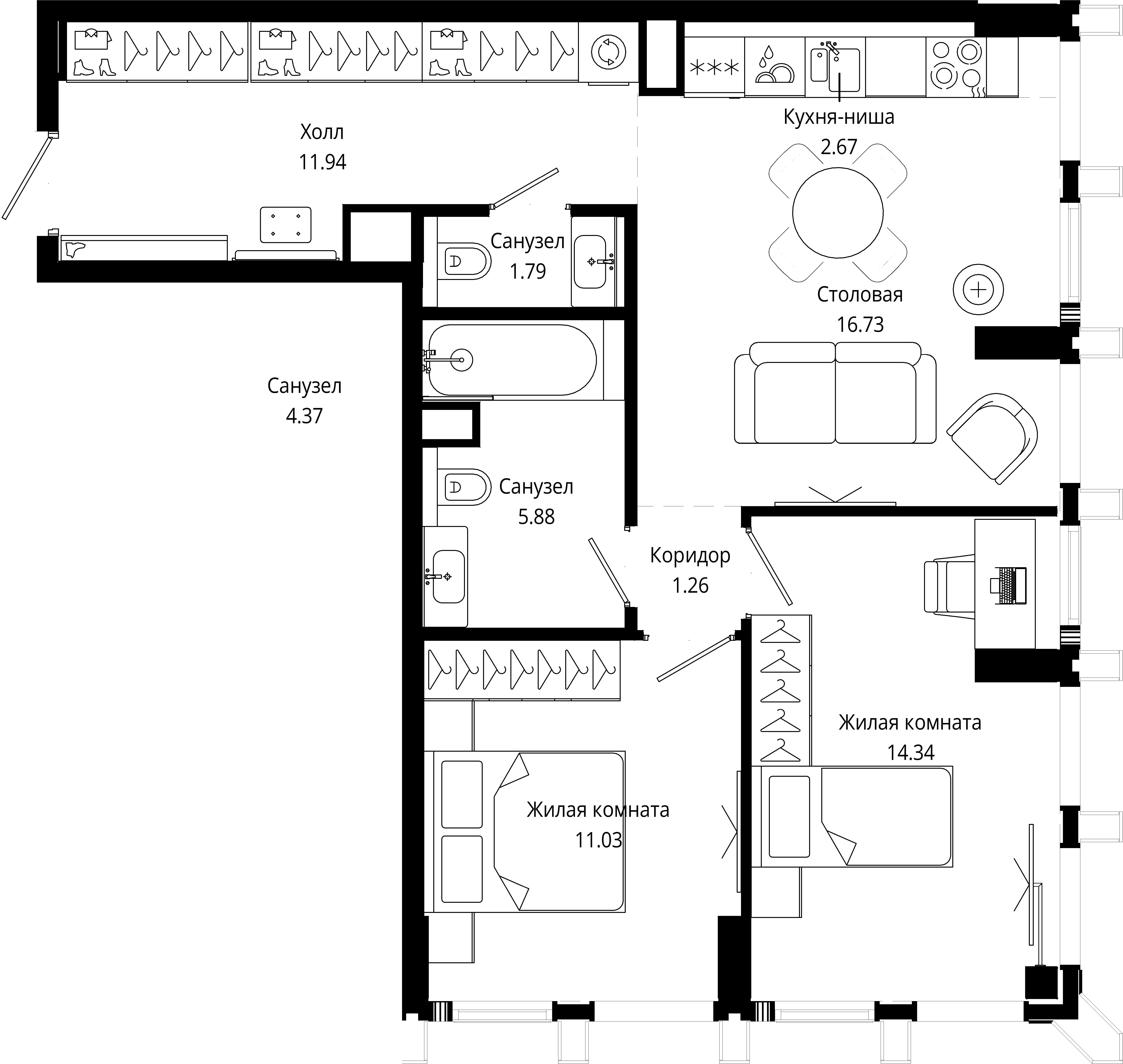 2-комнатная, 65,9 м² — 40 454 164 ₽