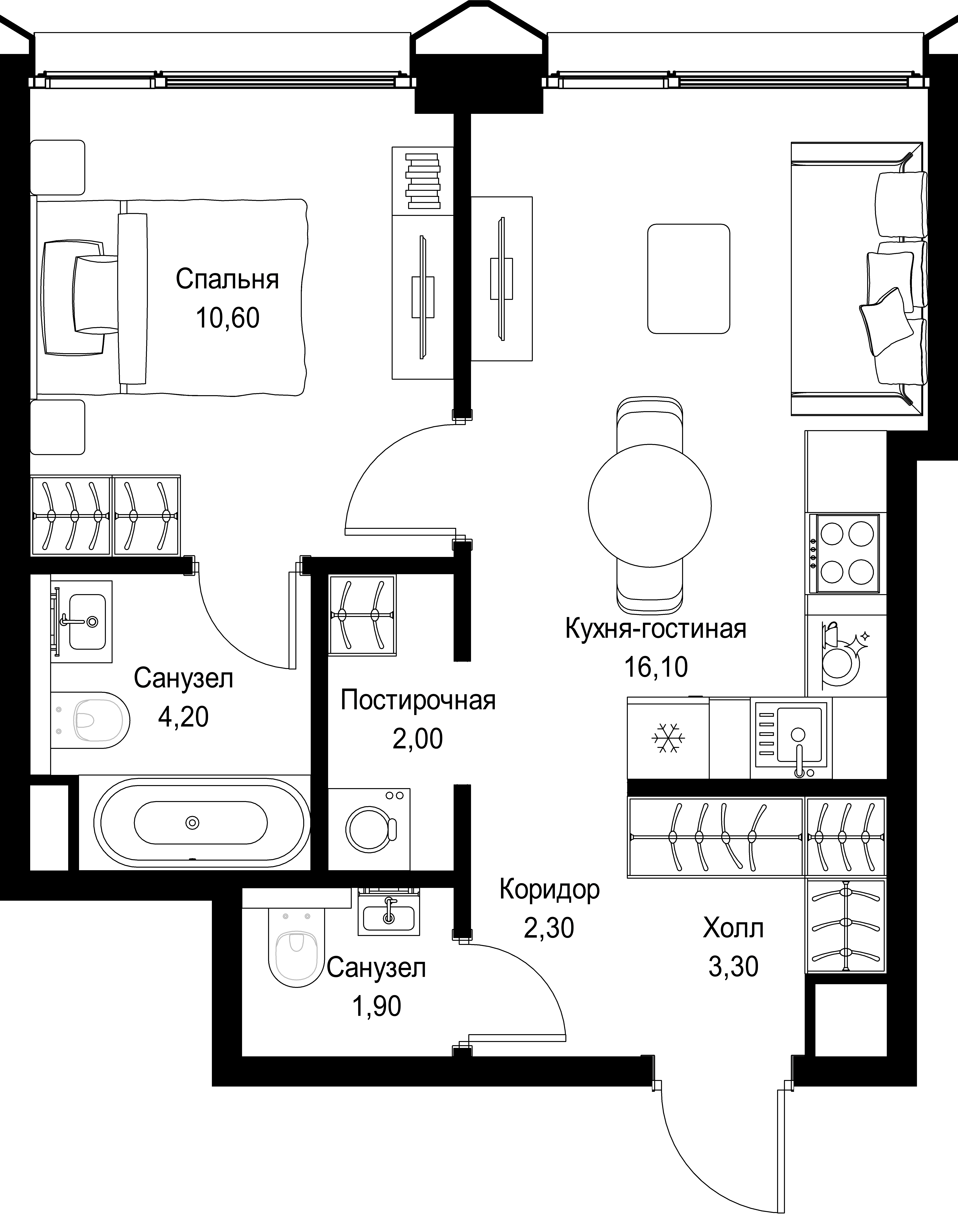 1-комнатная, 40,4 м² — 23 434 828 ₽