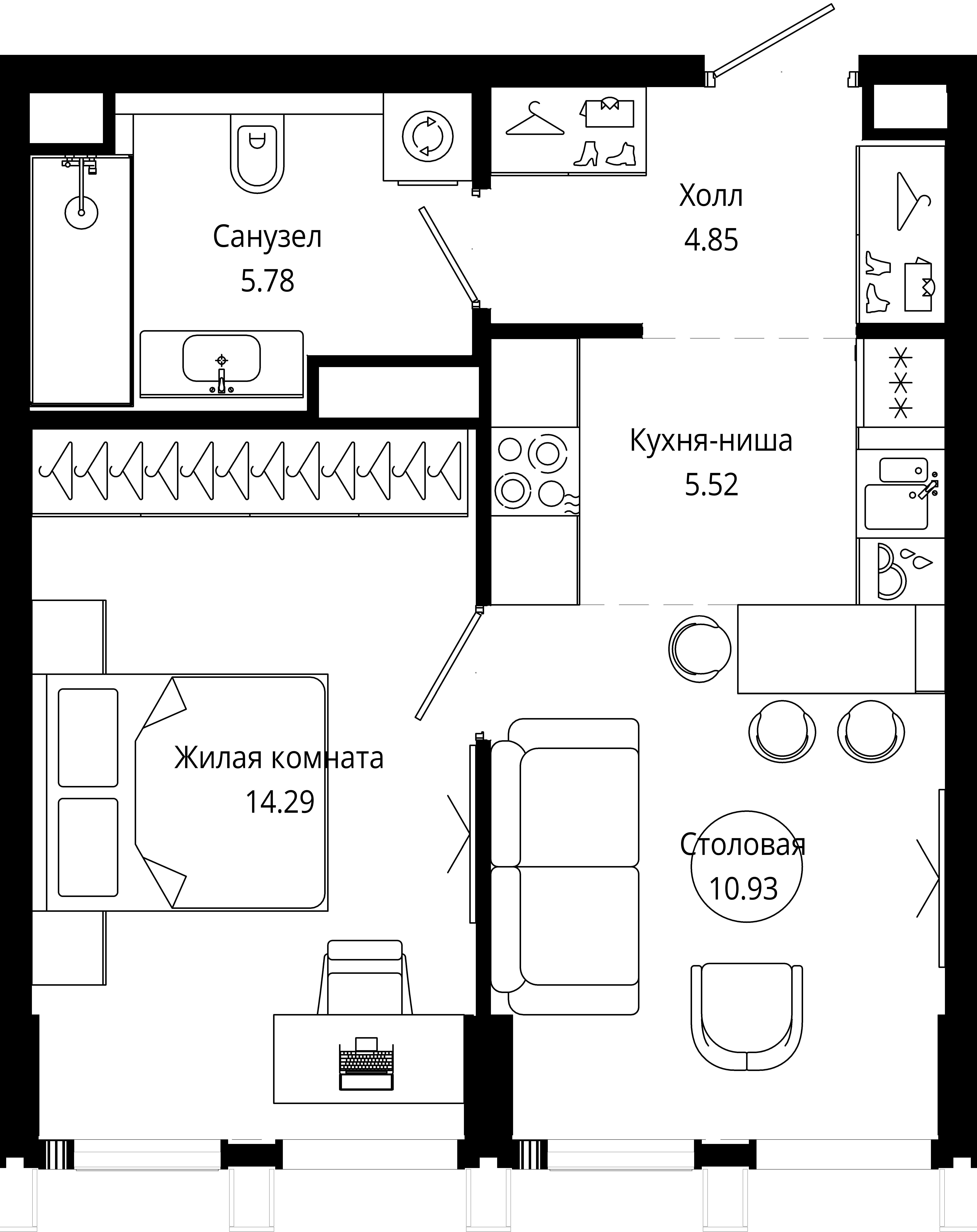 1-комнатная, 41,5 м² — 28 884 000 ₽