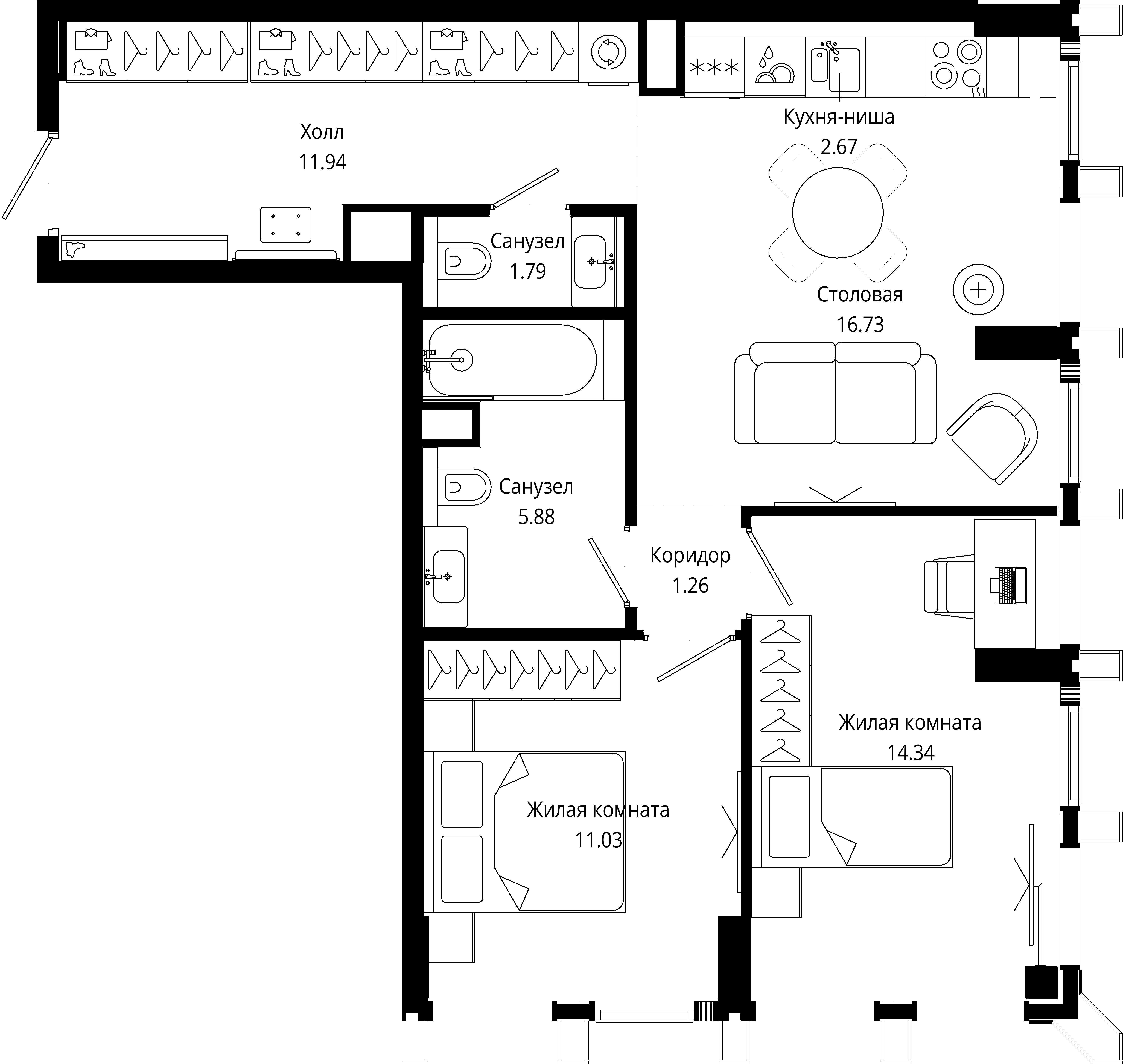 2-комнатная, 66,1 м² — 41 036 995 ₽