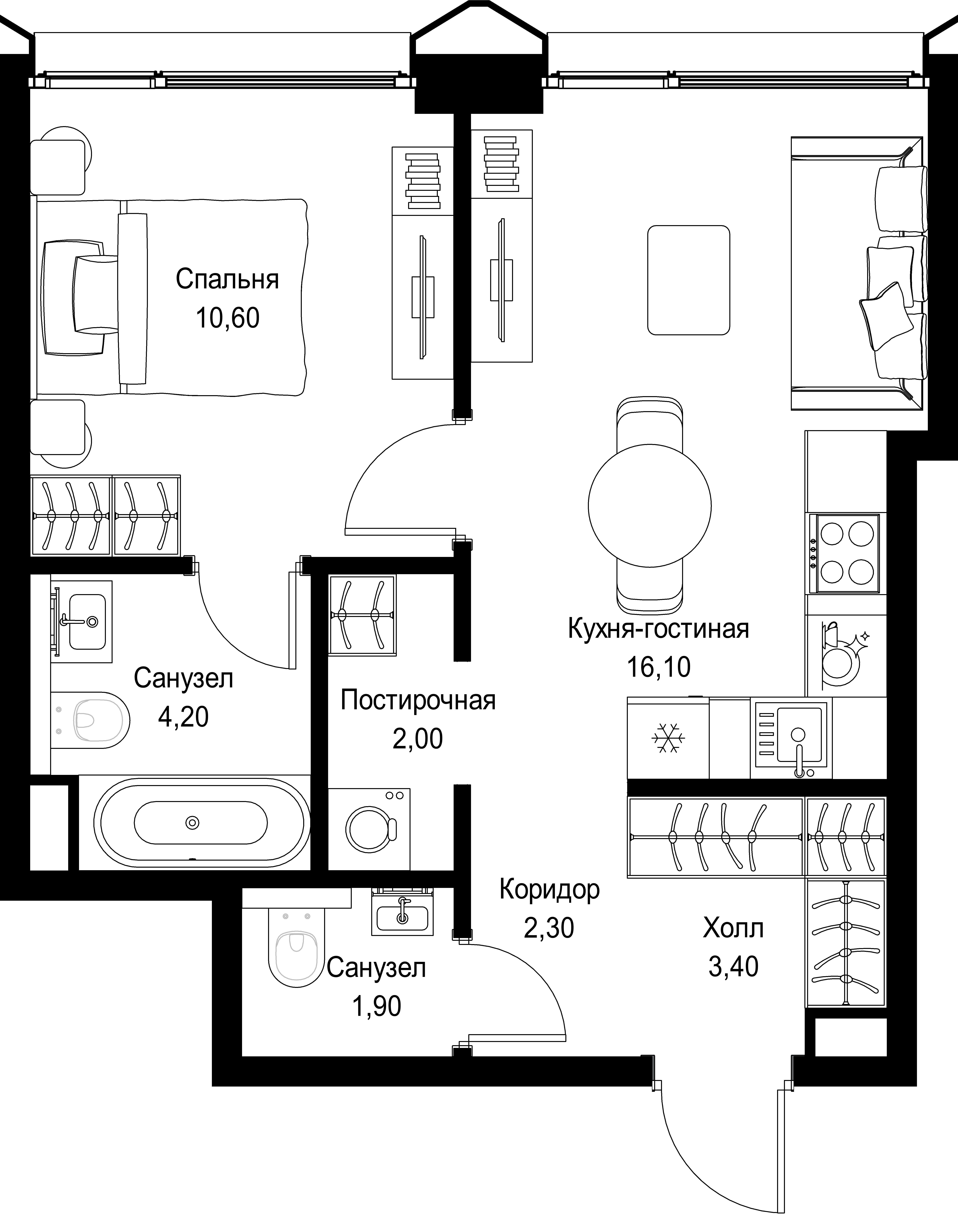 1-комнатная, 40,5 м² — 24 443 167 ₽