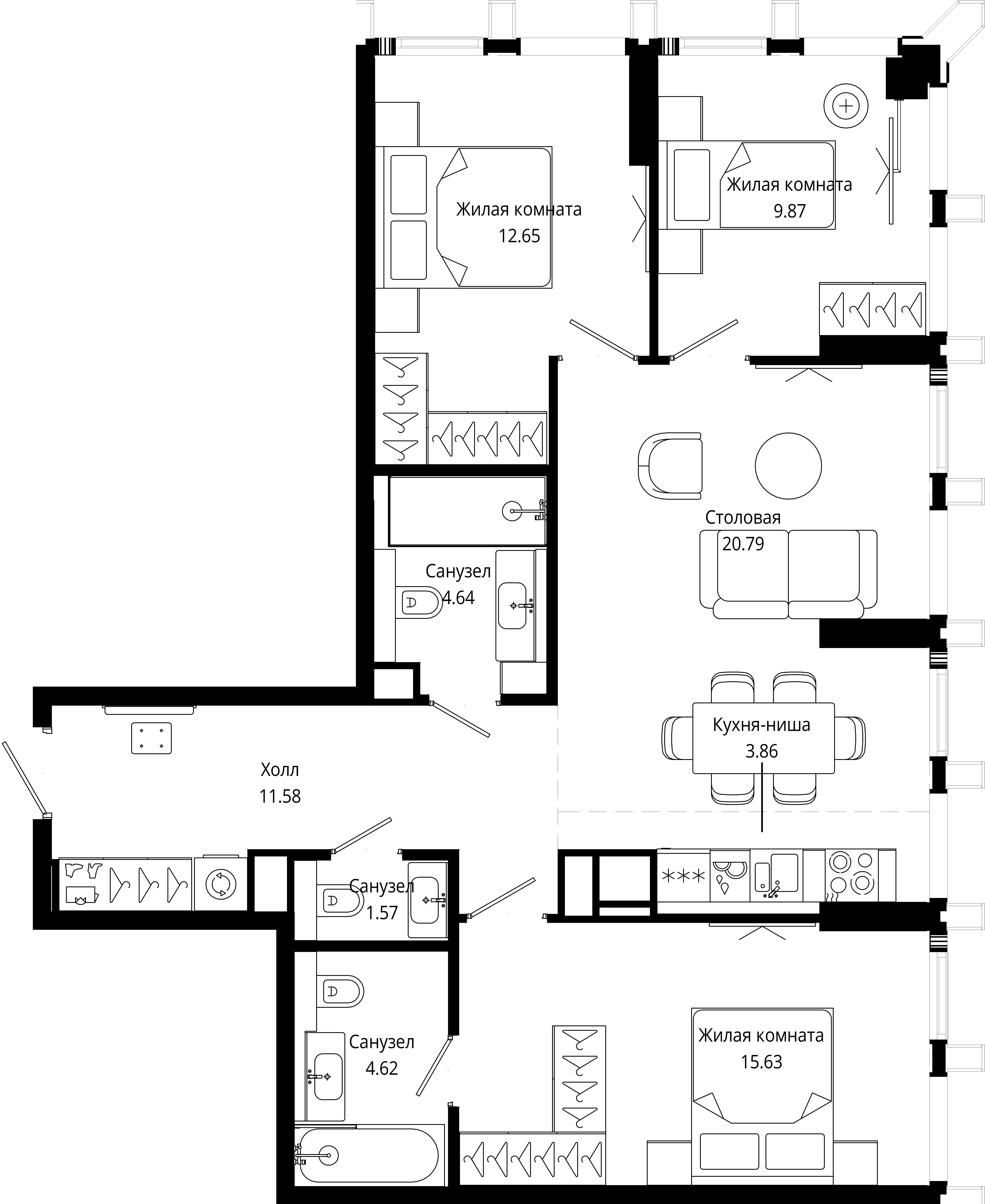3-комнатная, 85,4 м² — 46 986 055 ₽