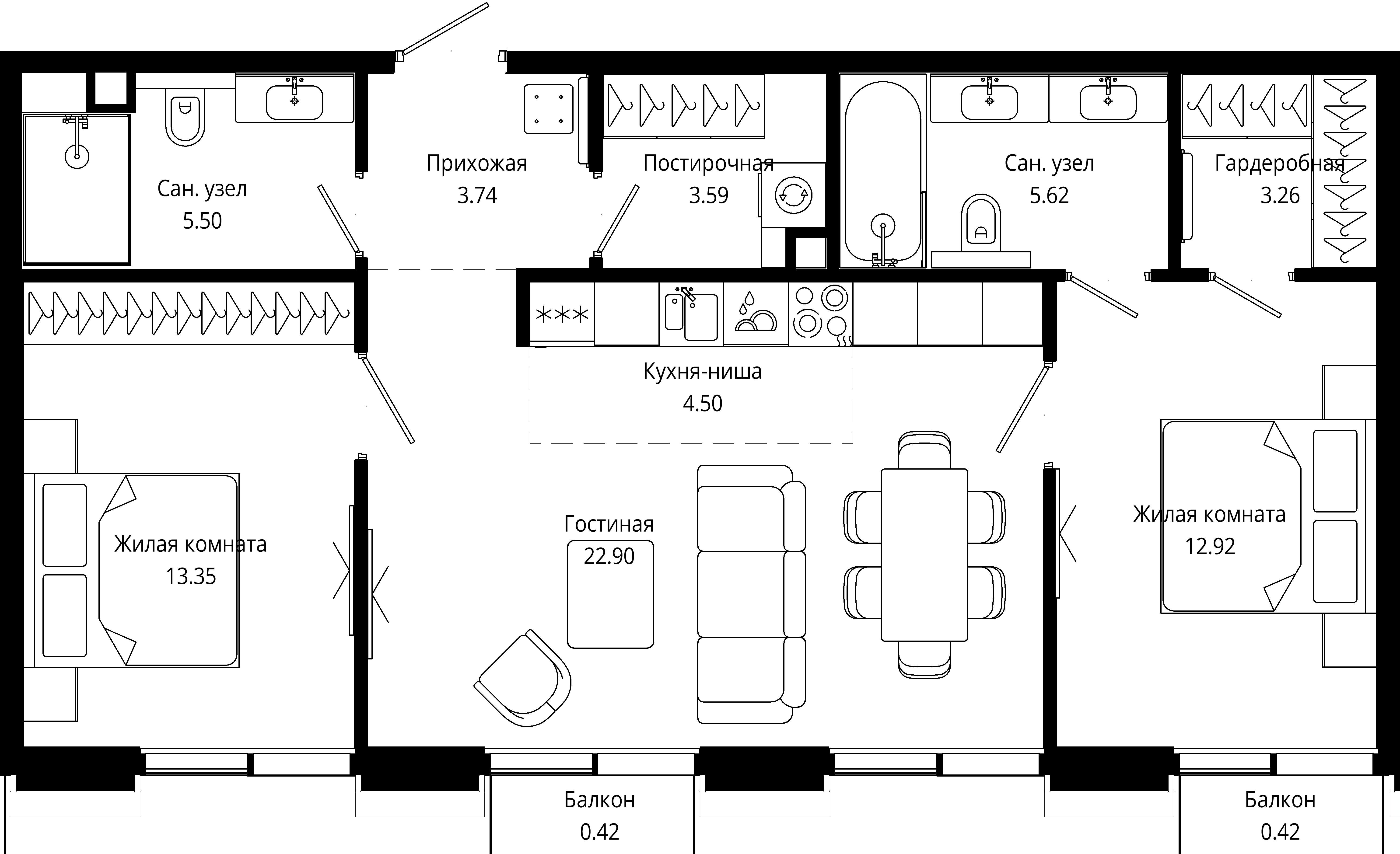2-комнатная, 75,6 м² — 49 440 812 ₽