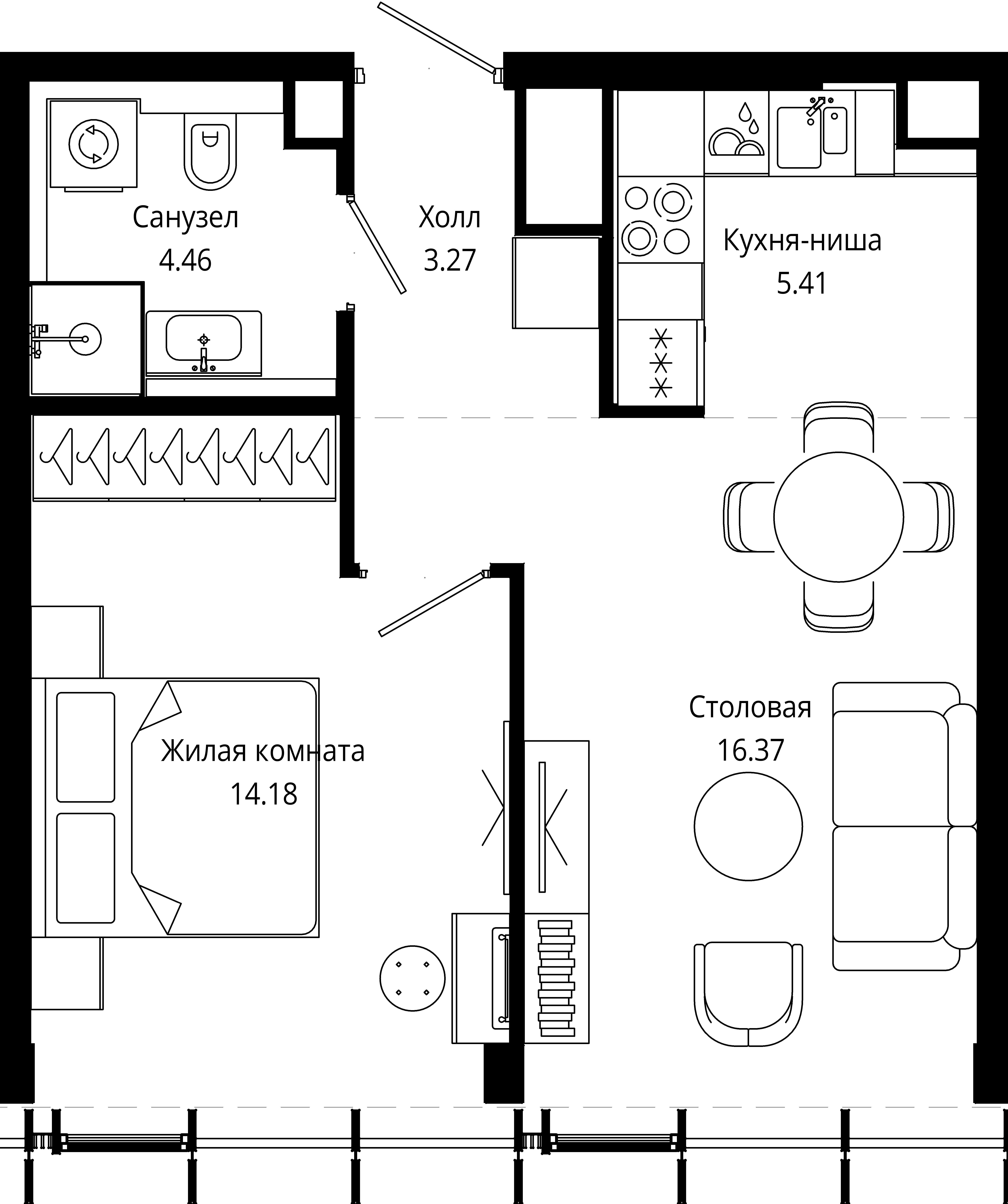 1-комнатная, 44,1 м² — 28 205 566 ₽