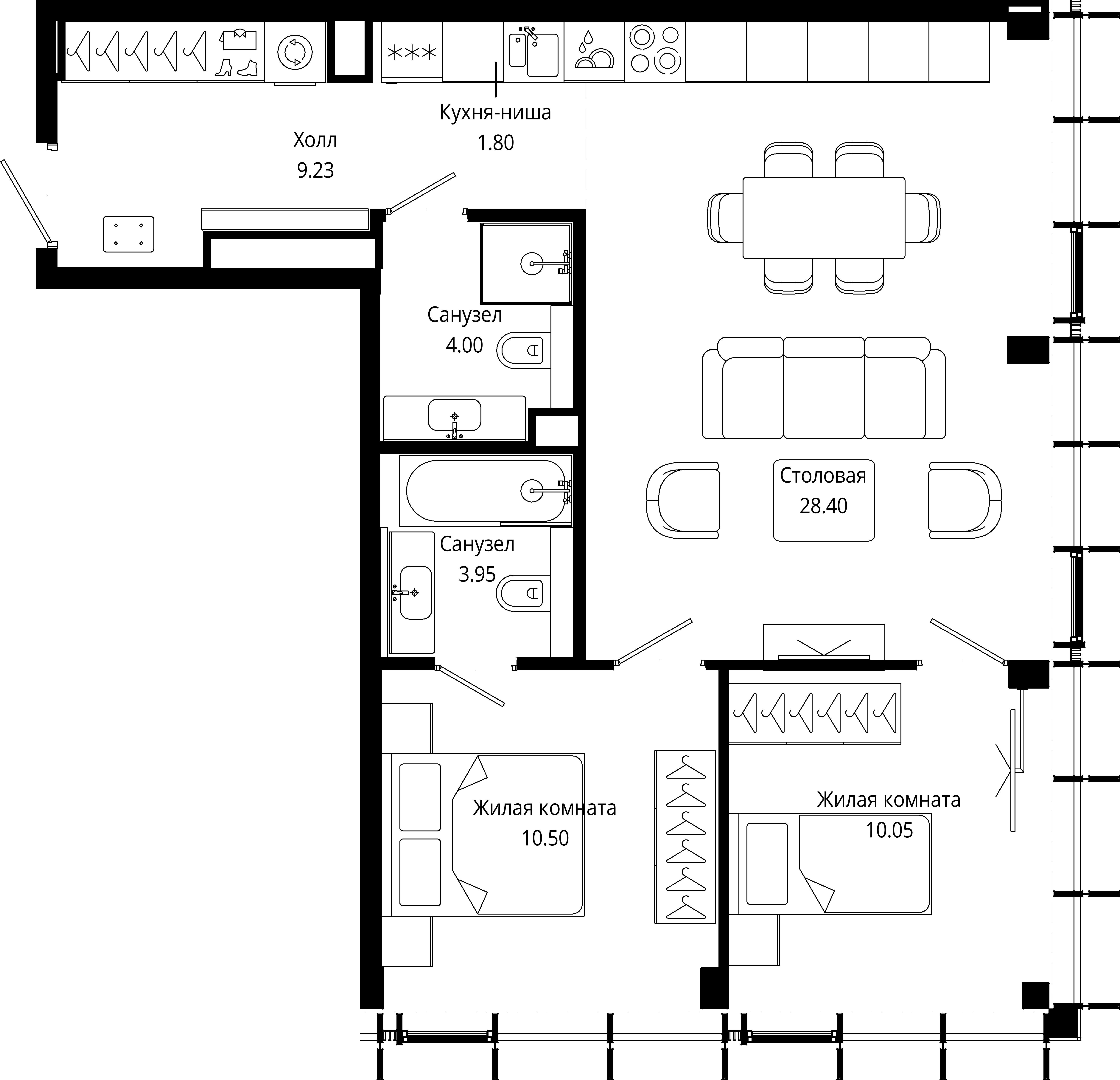 2-комнатная, 68,8 м² — 42 027 030 ₽