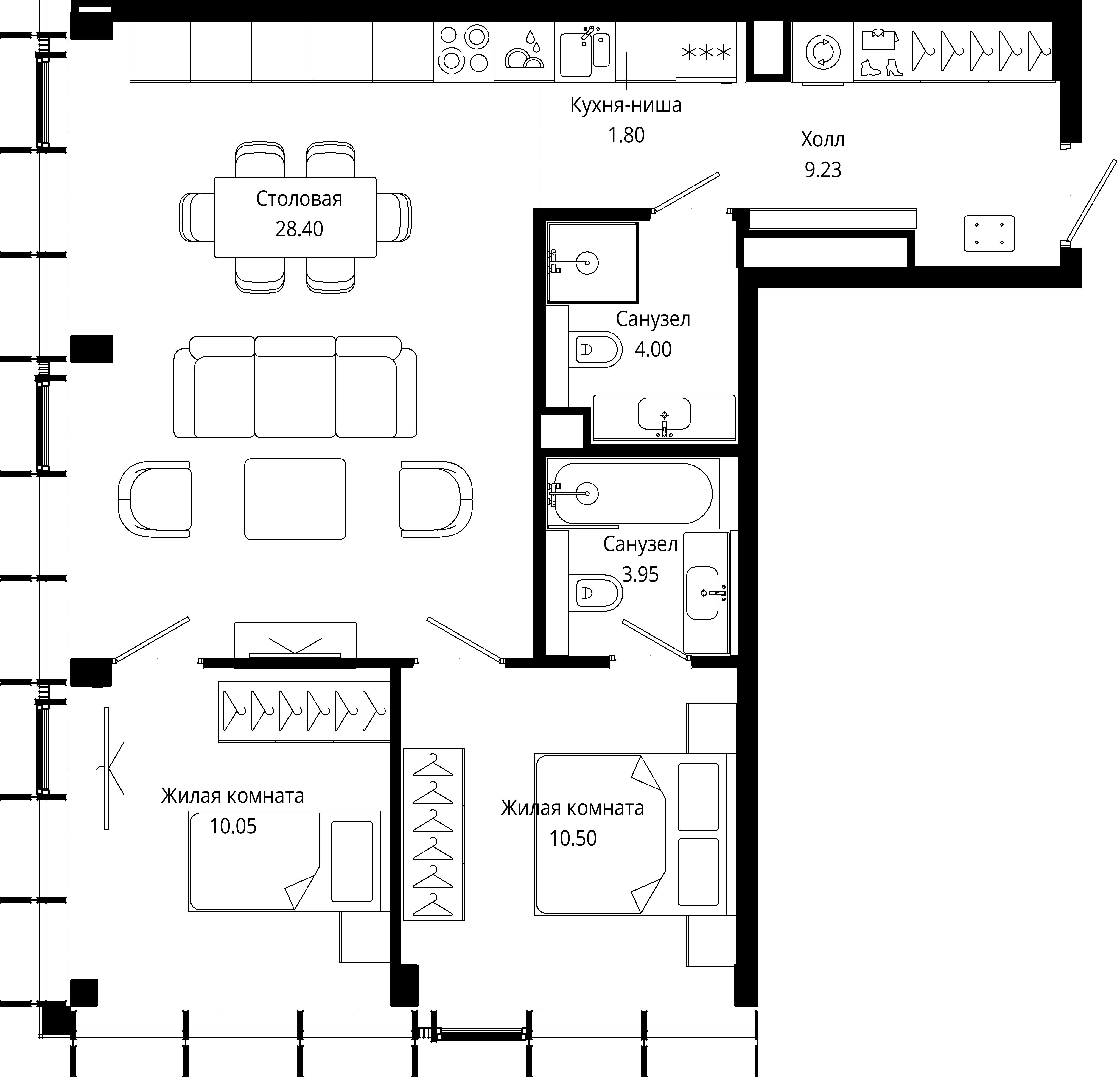 2-комнатная, 68,8 м² — 43 204 473 ₽