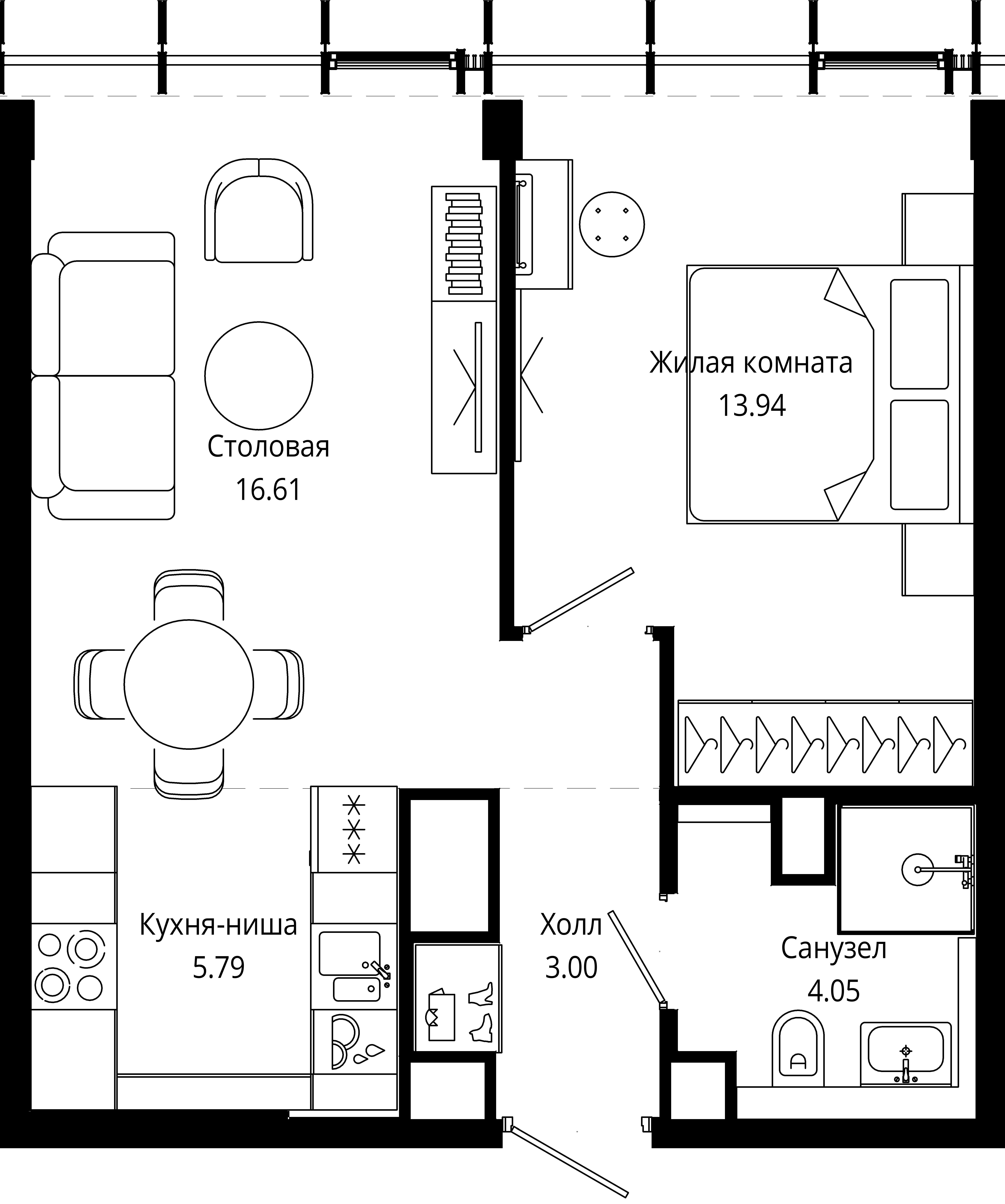 1-комнатная, 43,8 м² — 28 465 707 ₽