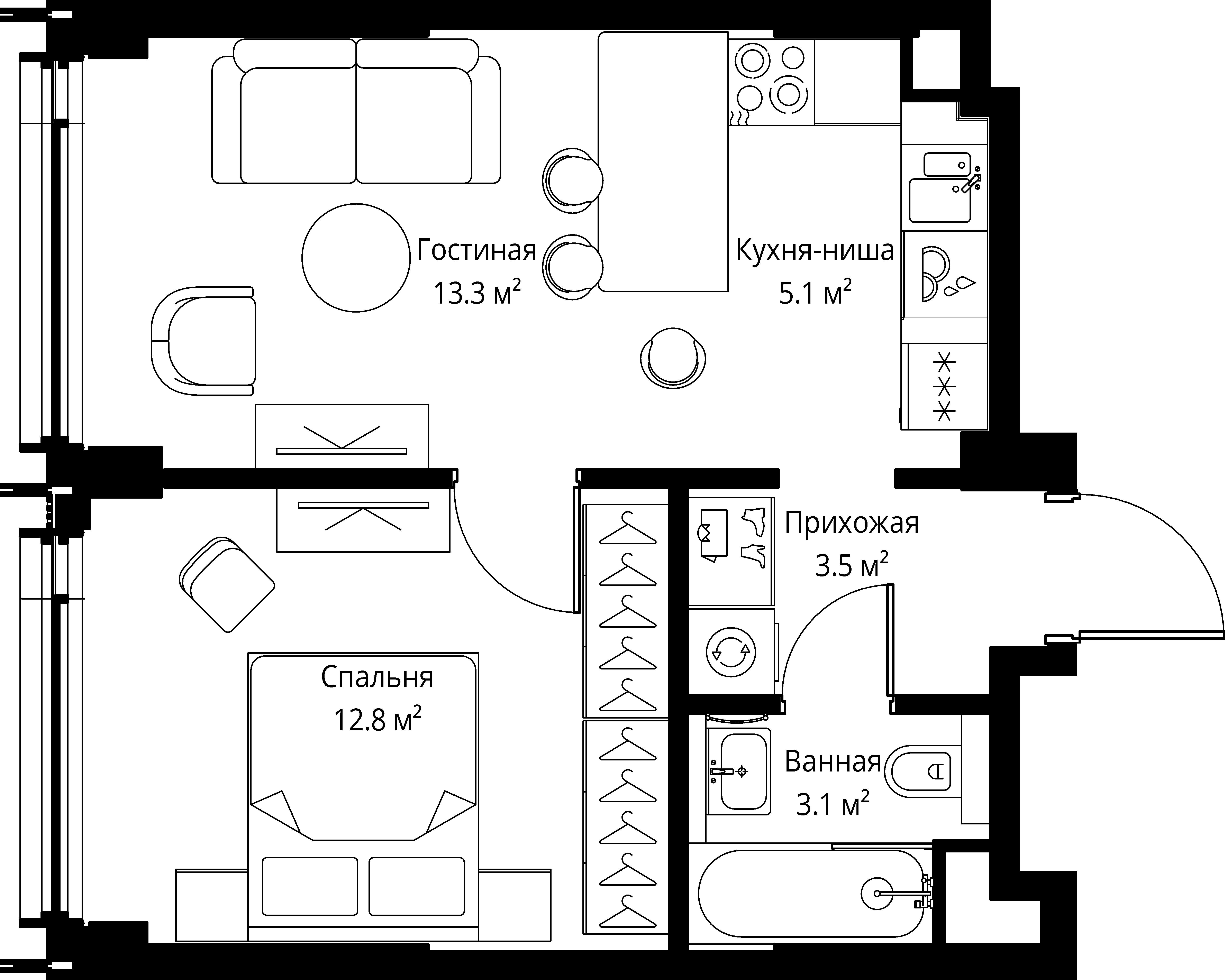 1-комнатная, 37,8 м² — 27 600 426 ₽