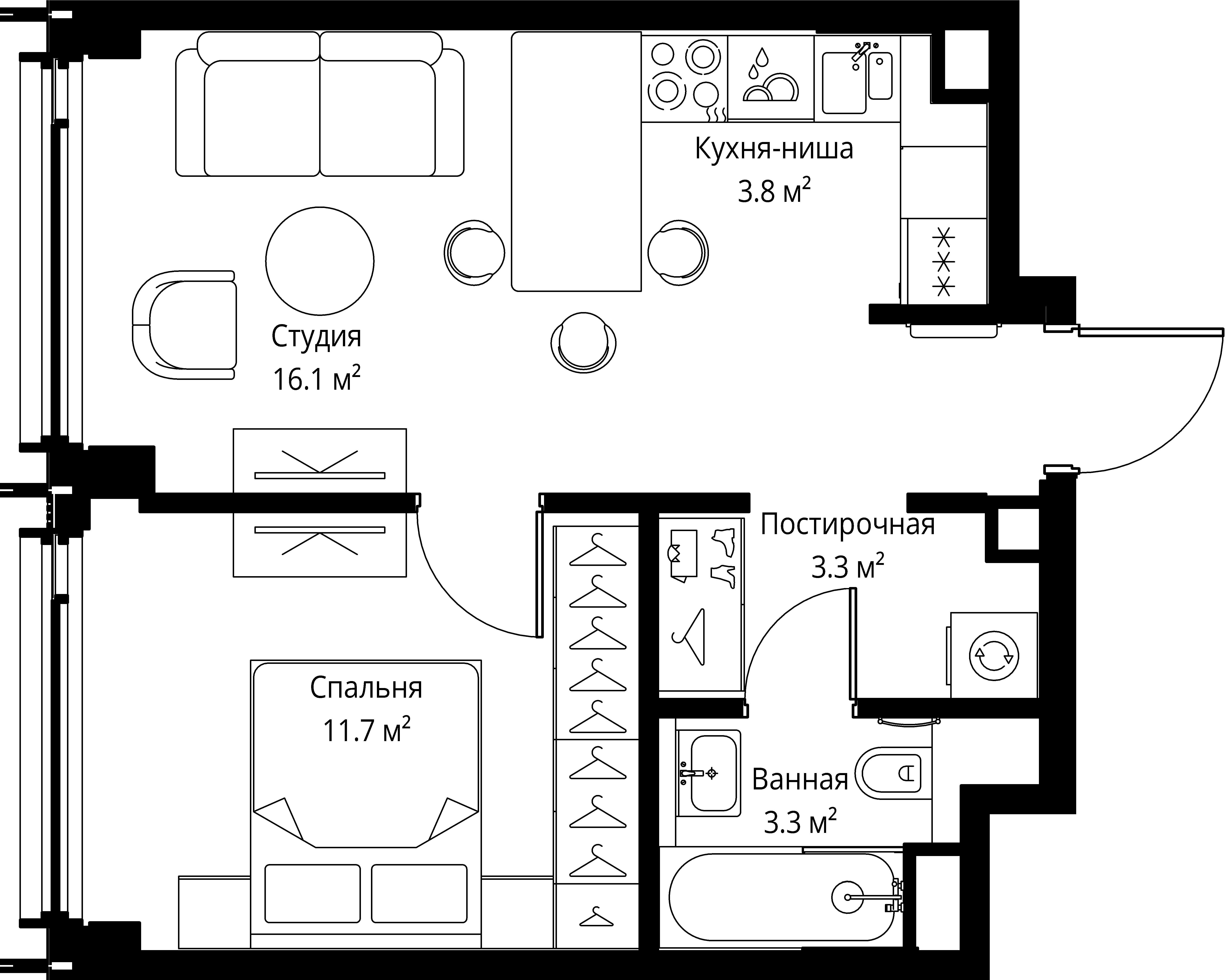 1-комнатная, 38,2 м² — 28 498 537 ₽