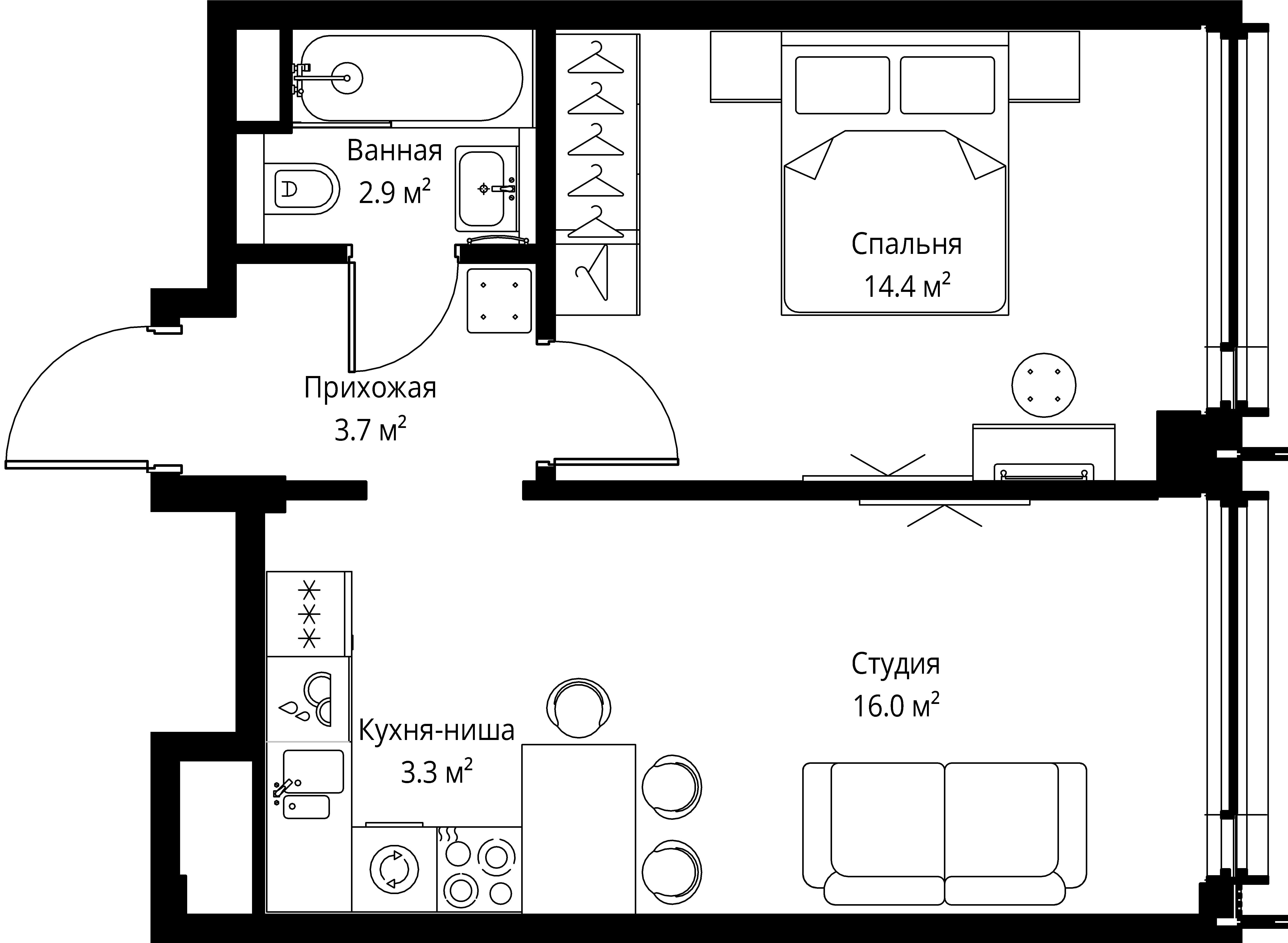 1-комнатная, 40,3 м² — 28 101 190 ₽