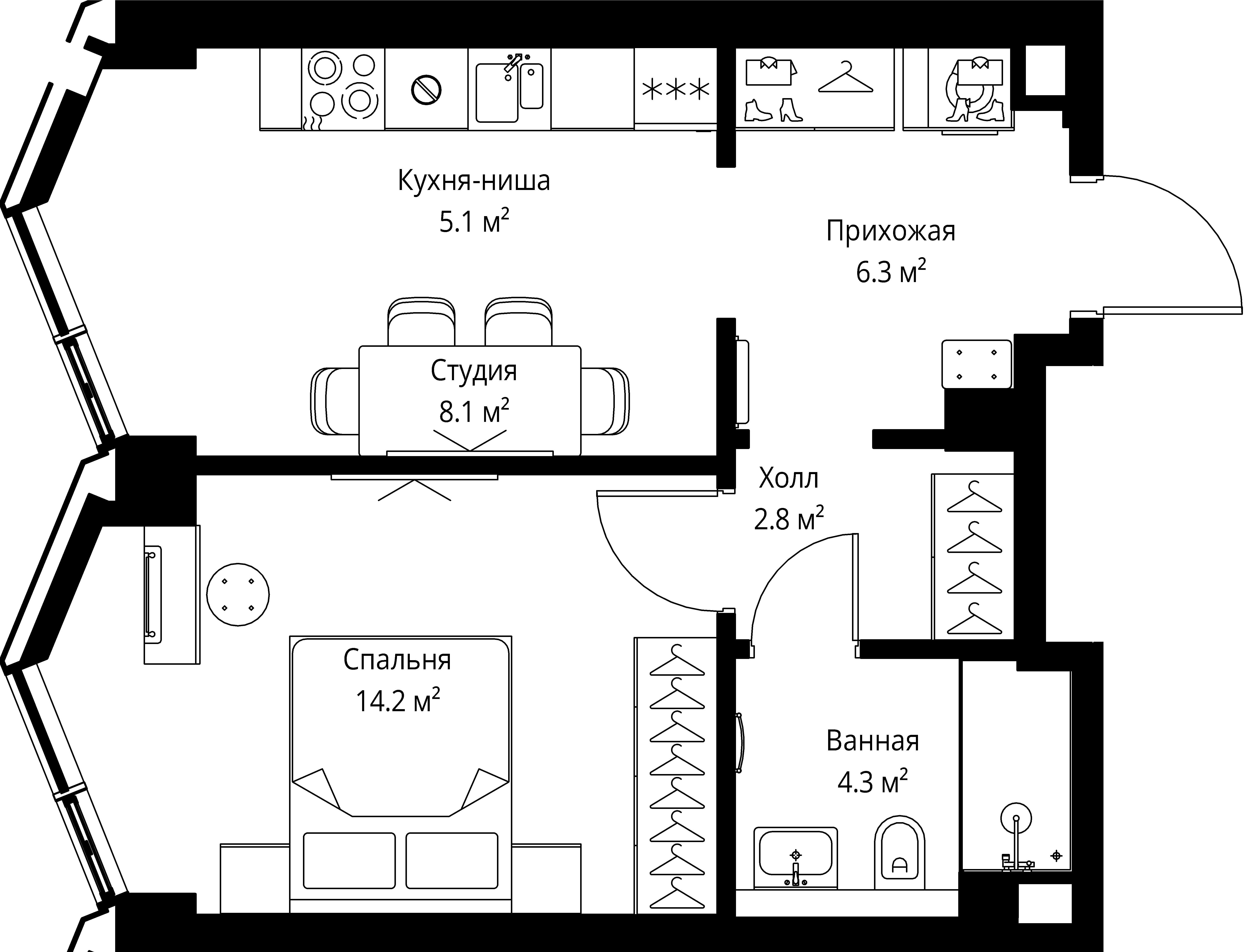 1-комнатная, 40,8 м² — 28 690 152 ₽