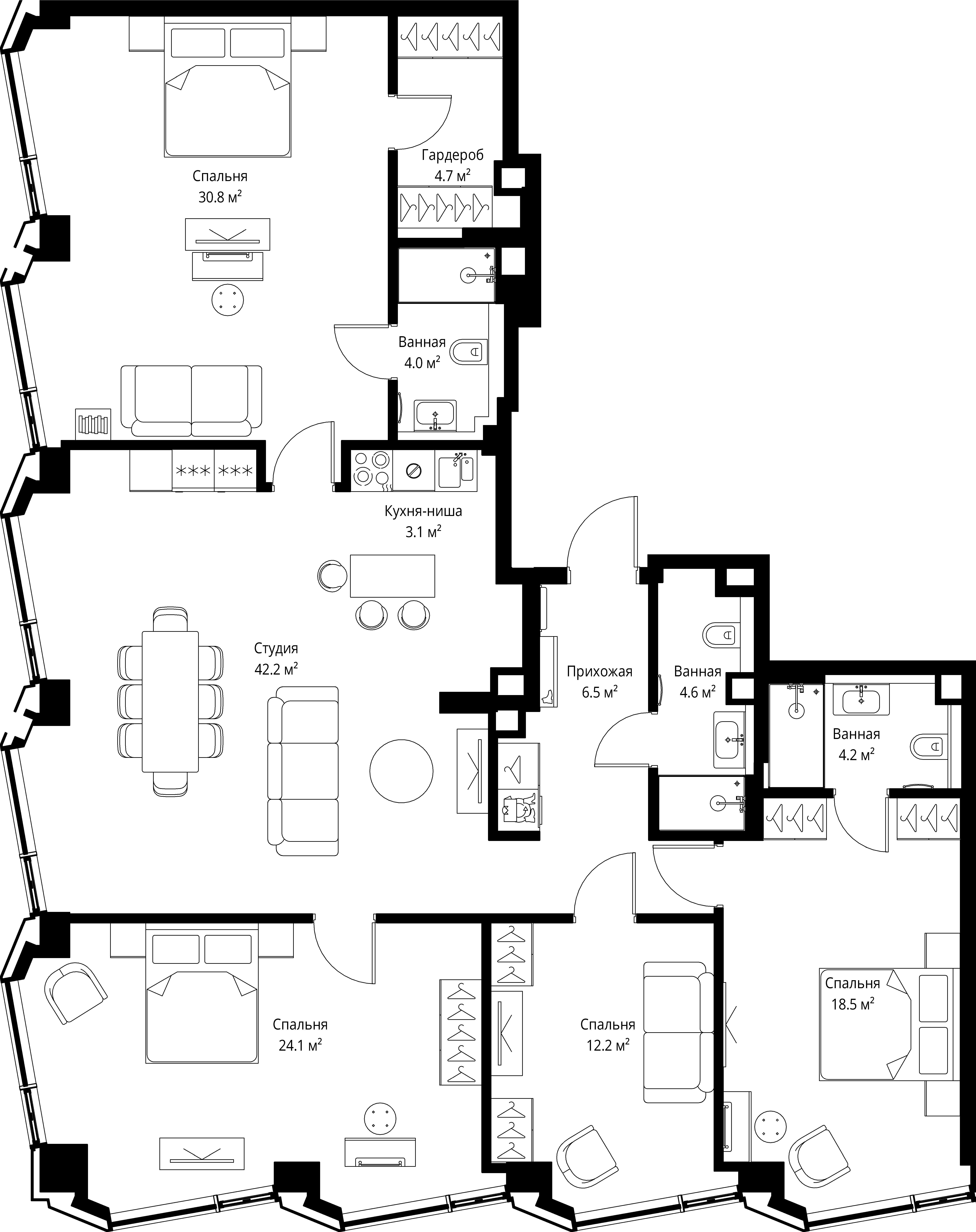 4-комнатная, 154,9 м² — 104 038 585 ₽