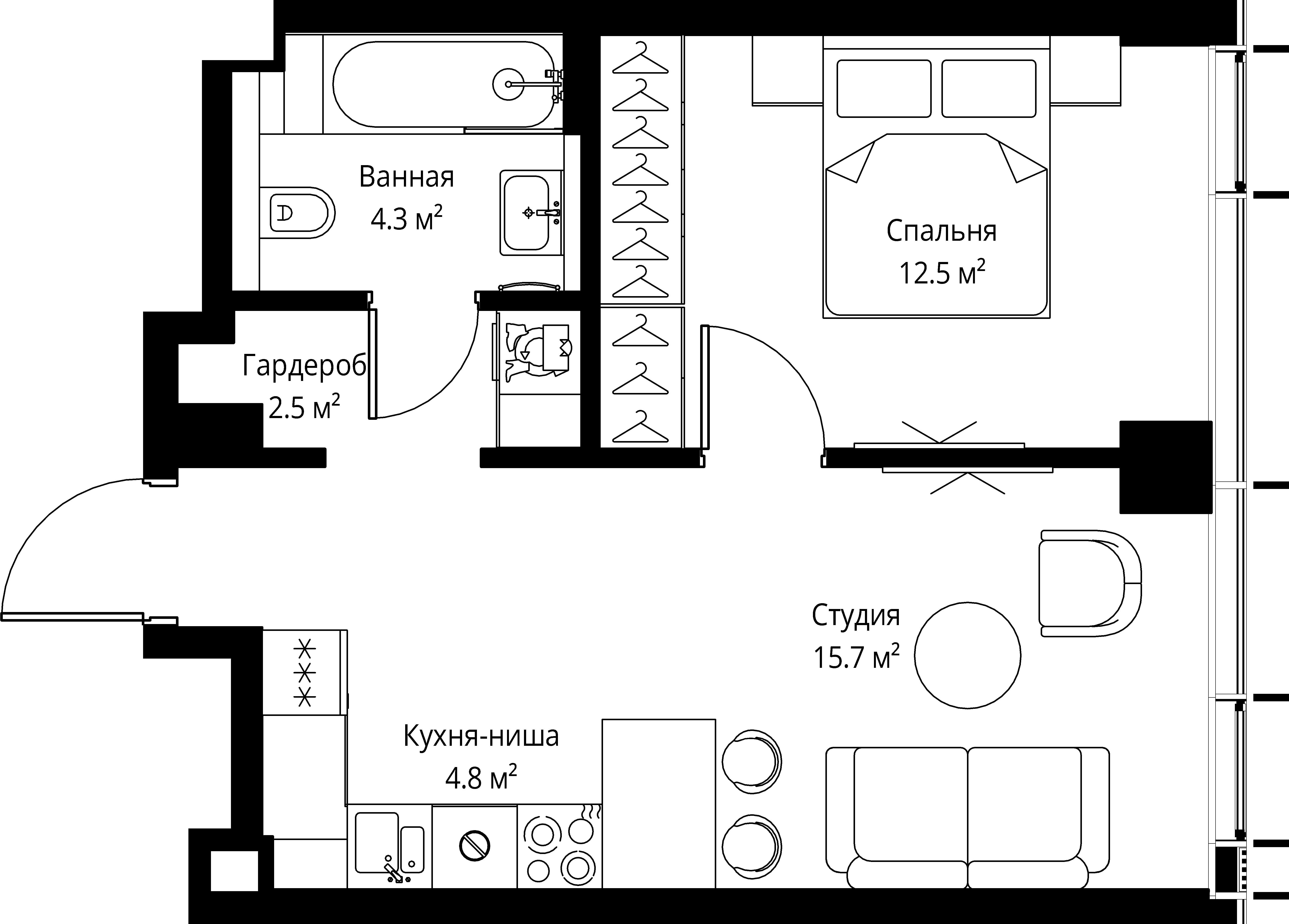 1-комнатная, 39,8 м² — 25 822 439 ₽