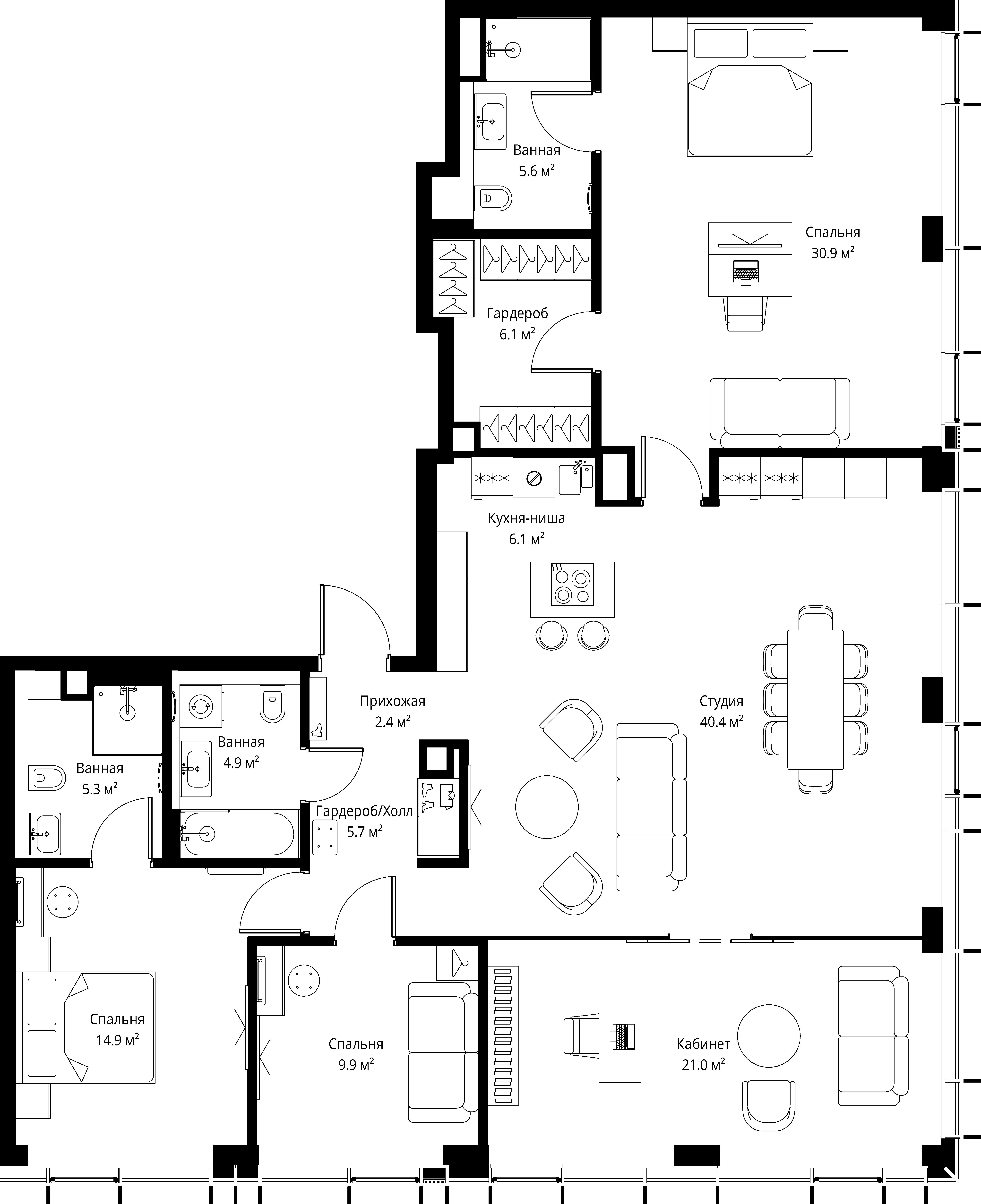 4-комнатная, 153,2 м² — 114 219 792 ₽