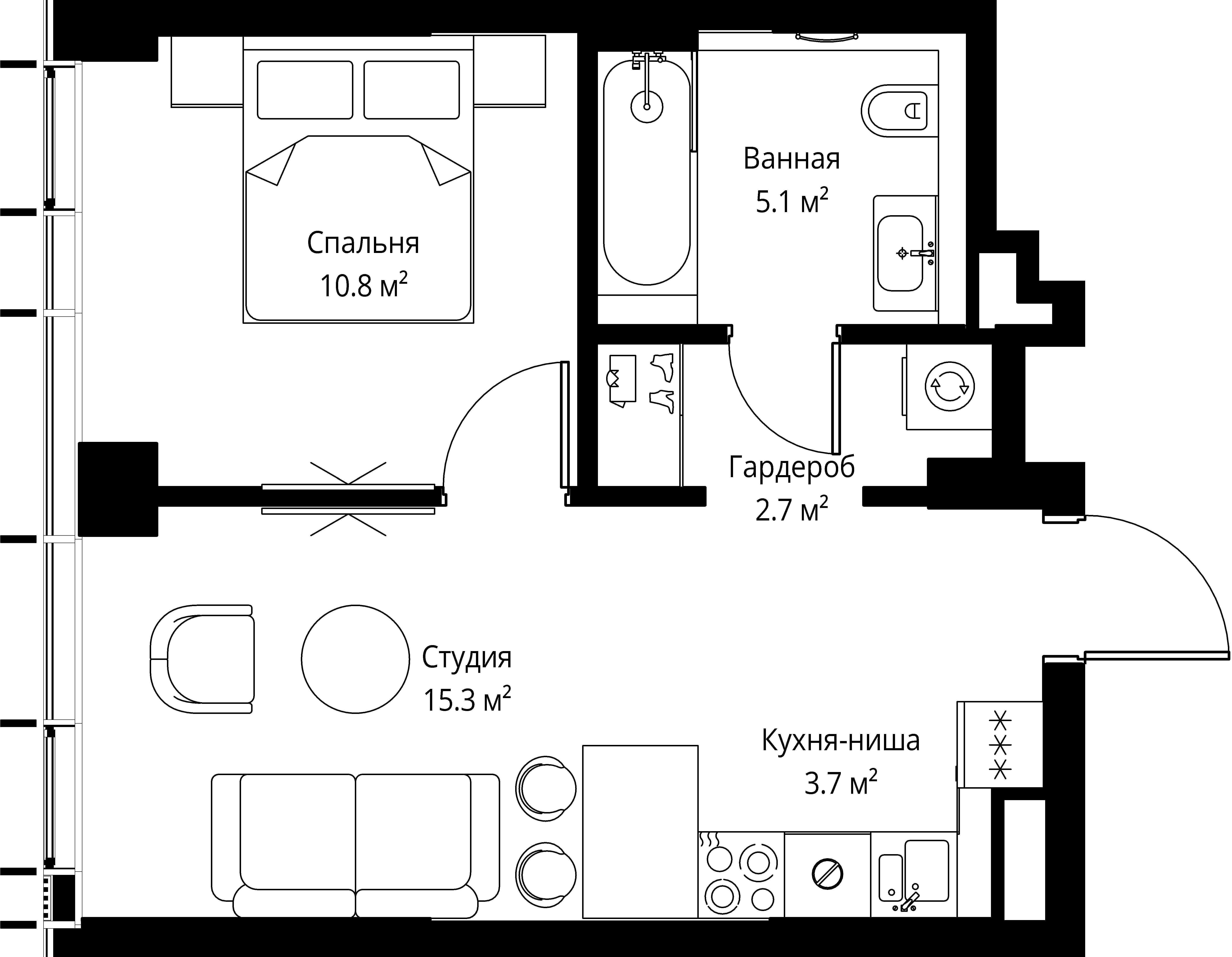 1-комнатная, 37,6 м² — 28 015 196 ₽