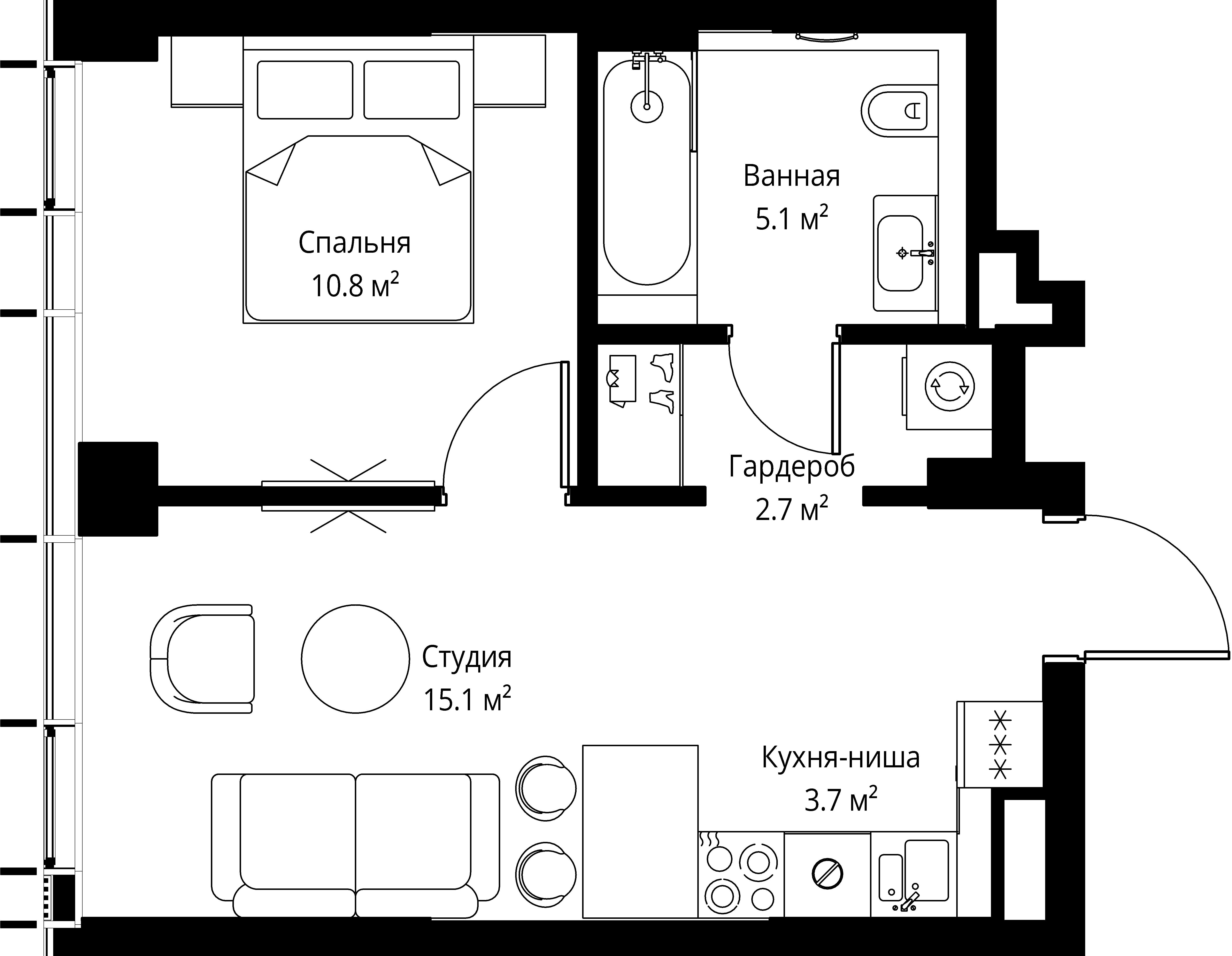 1-комнатная, 37,4 м² — 28 235 691 ₽