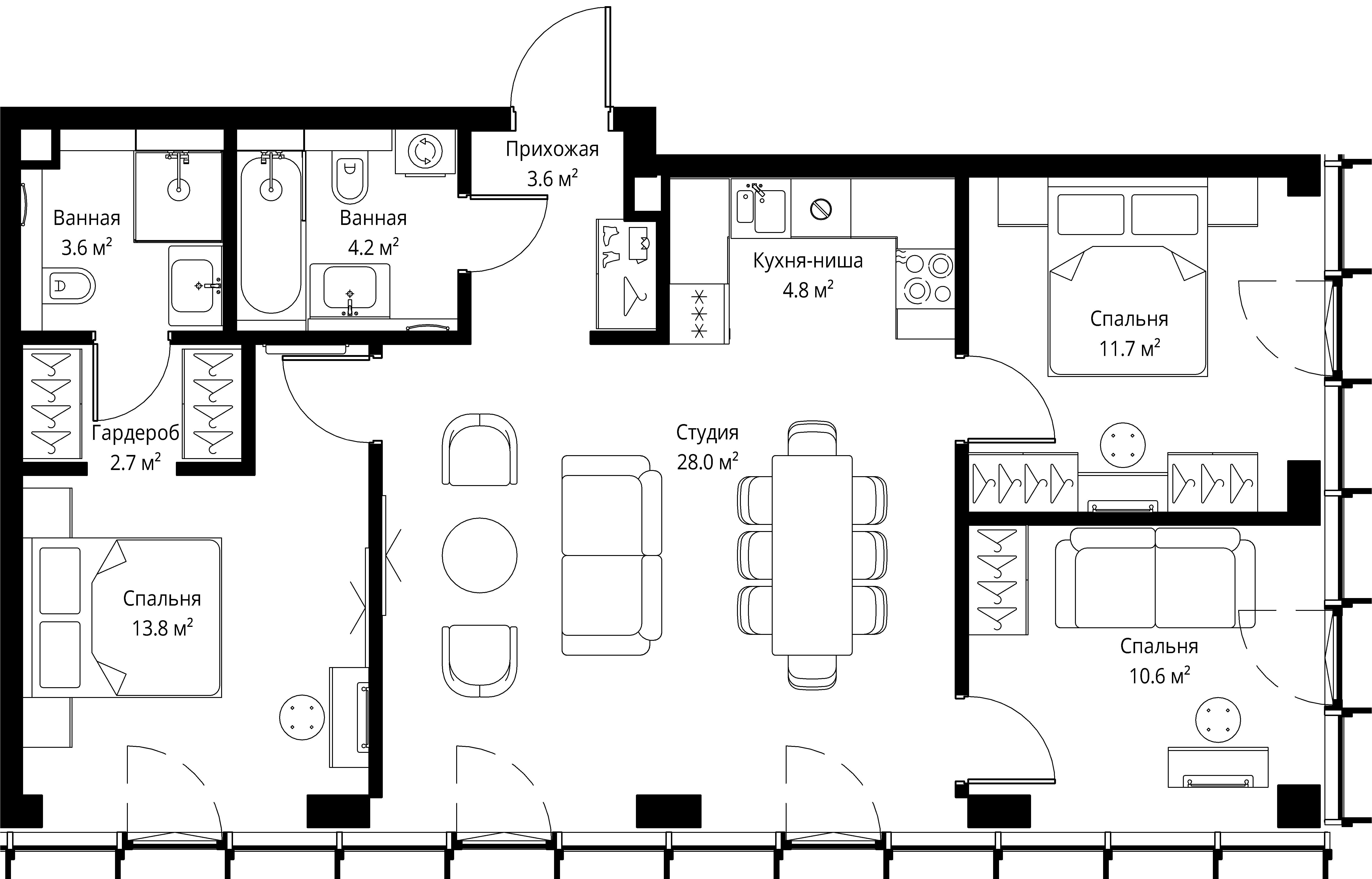 3-комнатная, 83 м² — 61 503 000 ₽