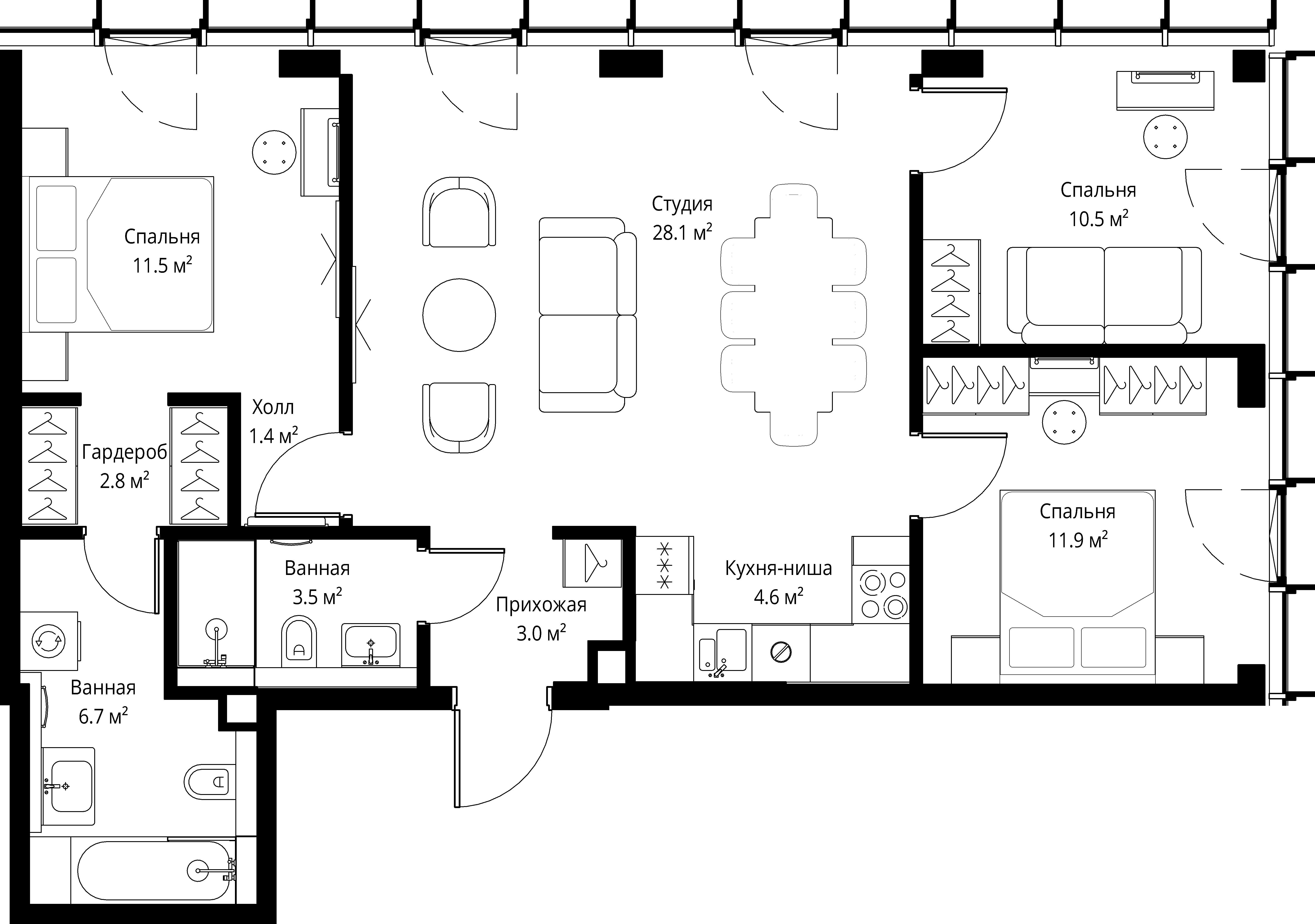 3-комнатная, 84 м² — 60 648 000 ₽