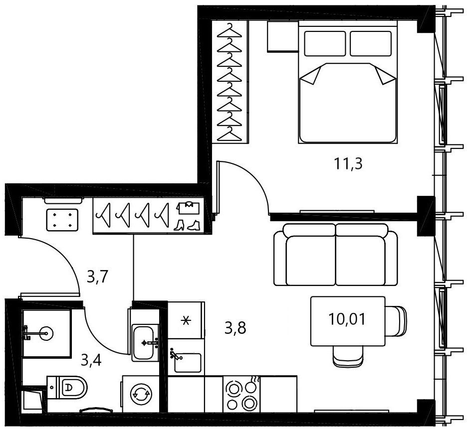 1-комнатная, 32,27 м² — 35 362 500 ₽